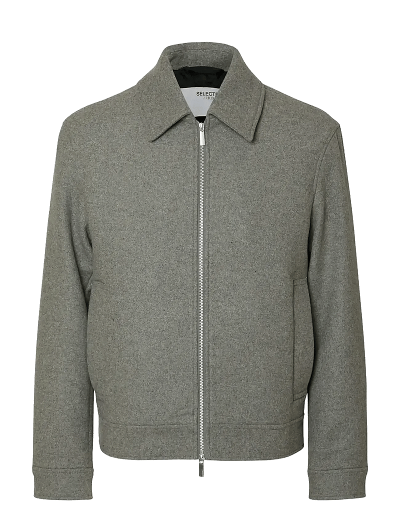 Selected - SLMPHILIP WOOL BLEND JKT NOOS - striukės - grey melange - 1