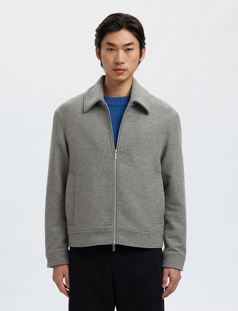Selected - SLMPHILIP WOOL BLEND JKT NOOS - striukės - grey melange - 0