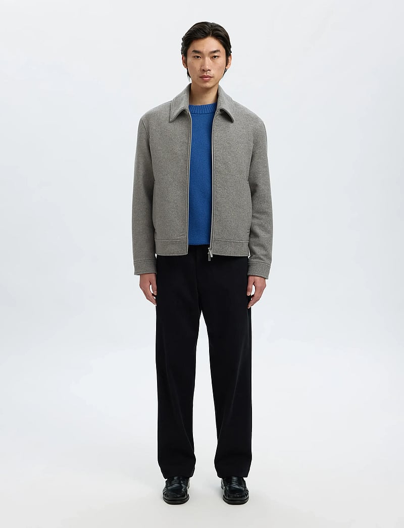 Selected - SLMPHILIP WOOL BLEND JKT NOOS - striukės - grey melange - 3