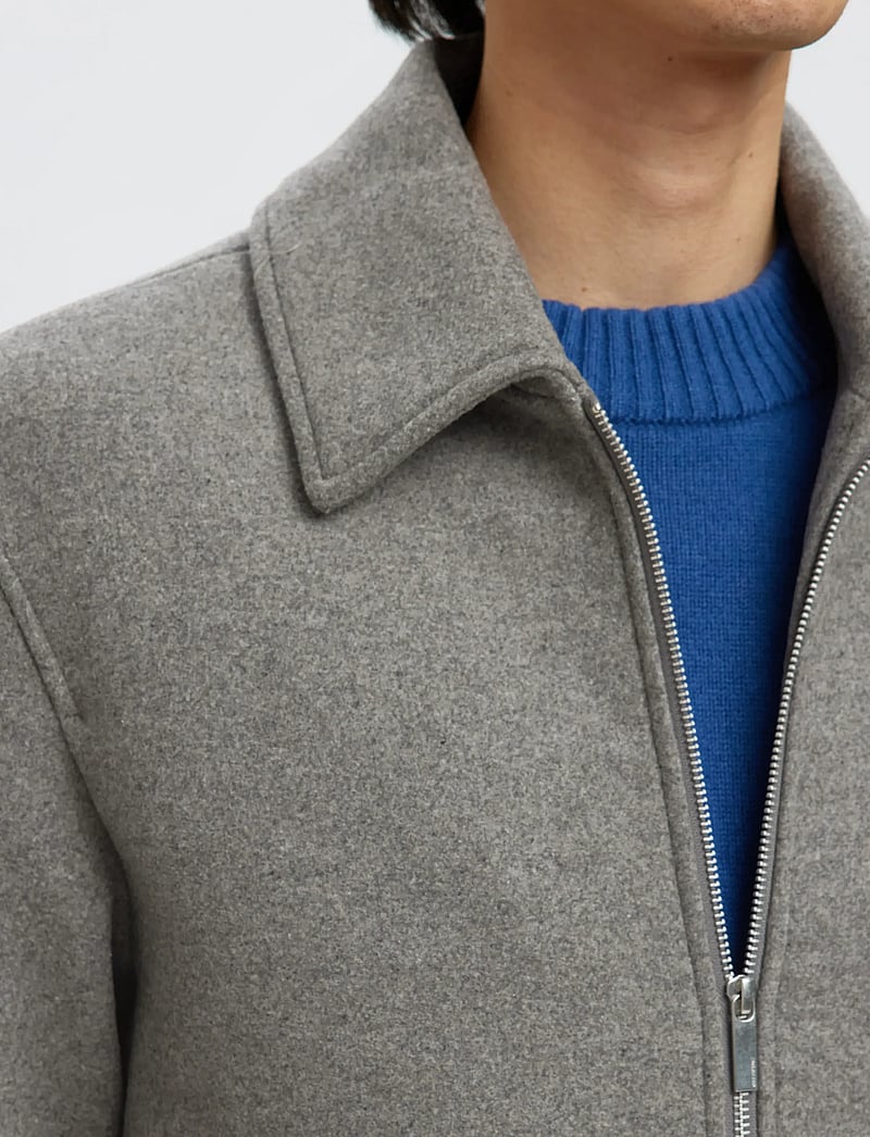 Selected - SLMPHILIP WOOL BLEND JKT NOOS - striukės - grey melange - 4