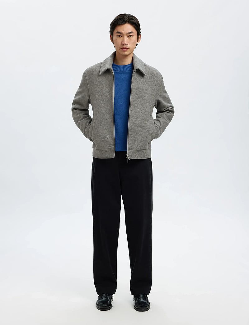 Selected - SLMPHILIP WOOL BLEND JKT NOOS - striukės - grey melange - 5