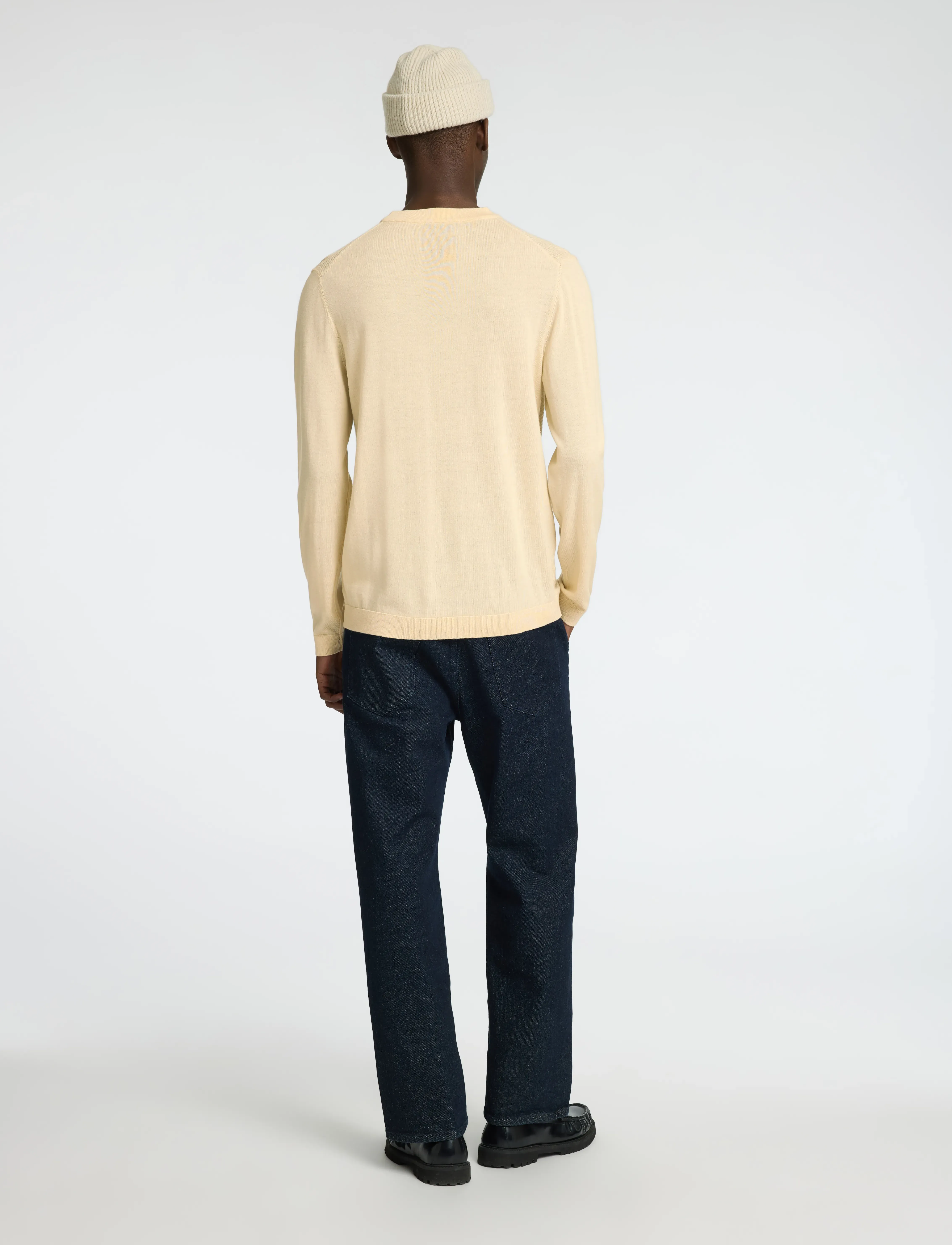 Selected - SLHTRAY LS KNIT MERINO CROCHET CREWNECK - angora - 2
