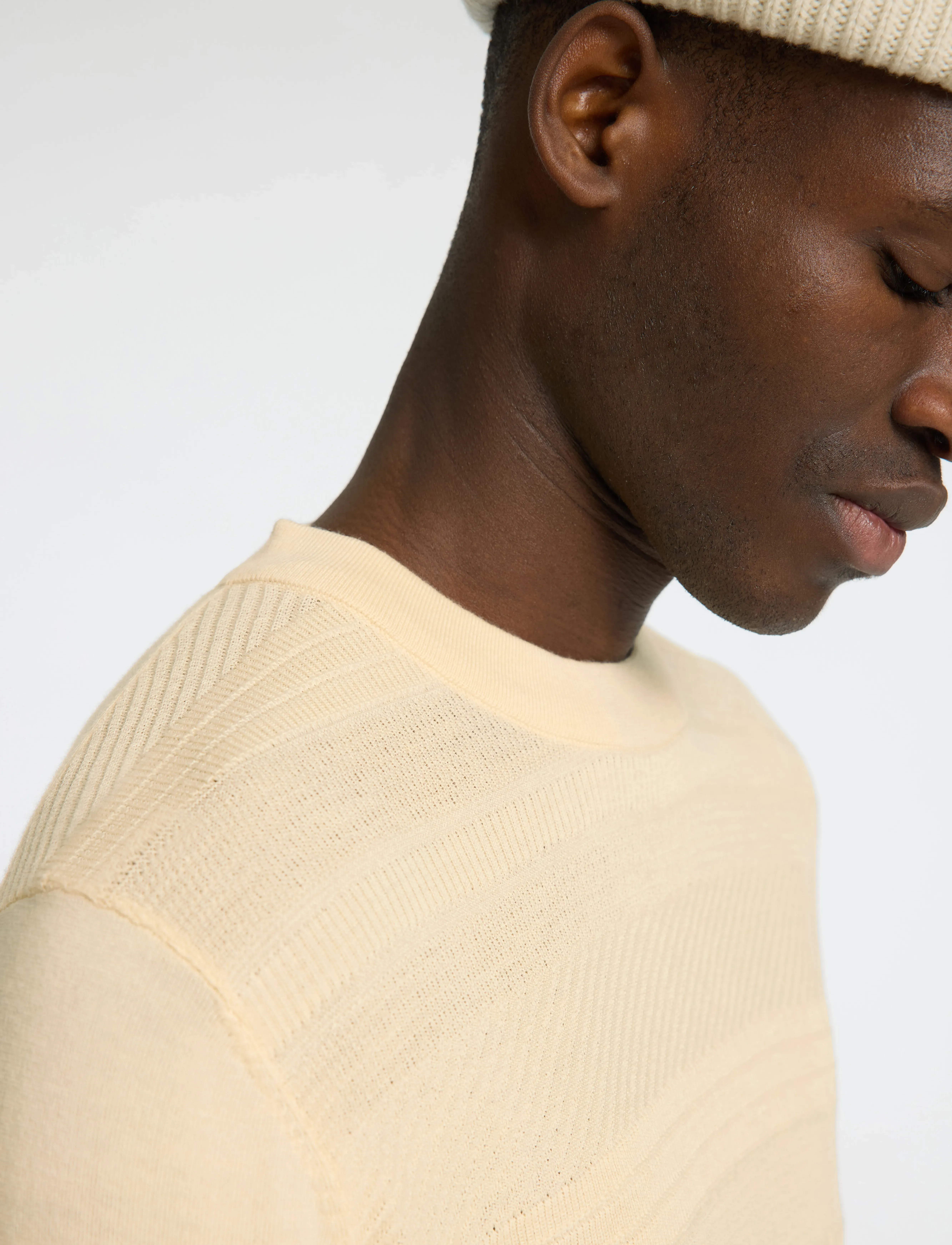 Selected - SLHTRAY LS KNIT MERINO CROCHET CREWNECK - angora - 3