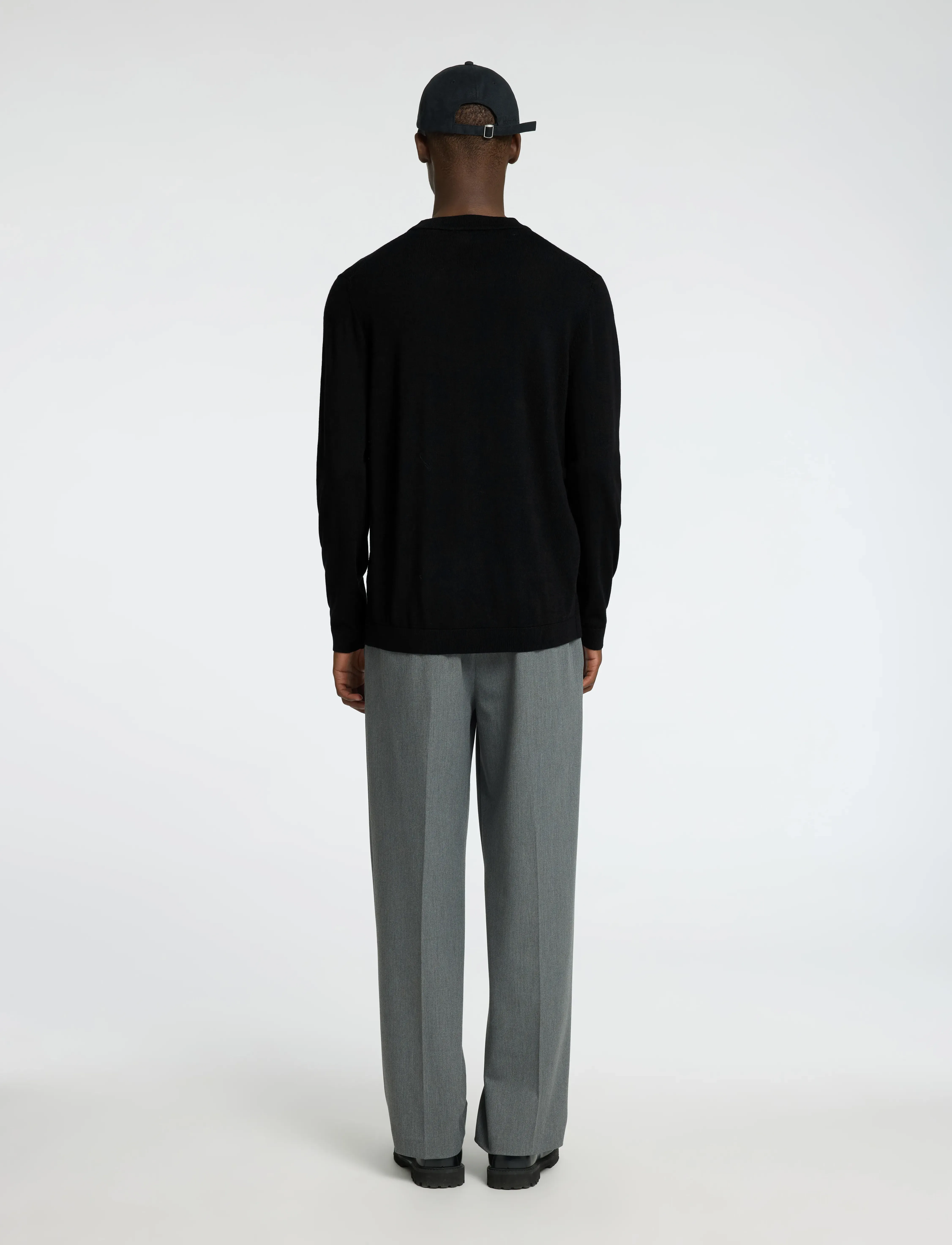 Selected - SLHTRAY LS KNIT MERINO CROCHET CREWNECK - black - 2