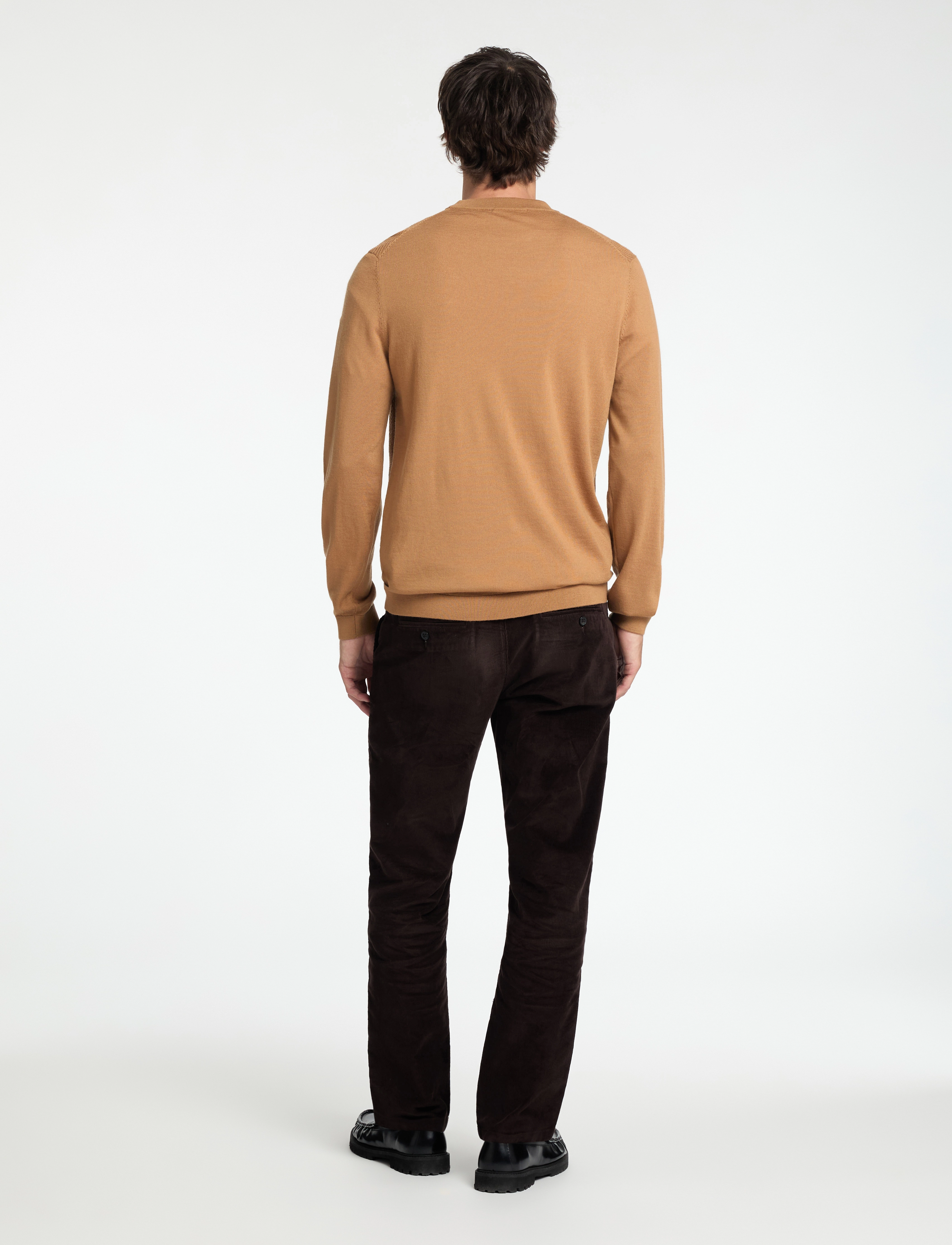 Selected - SLHTRAY LS KNIT MERINO CROCHET CREWNECK - chipmunk - 2