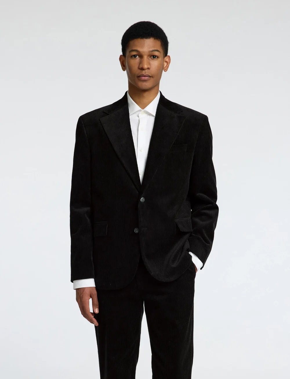 Selected - SLHRLX-BOWIE CORDUROY BLZ EX - single breasted blazers - black - 0