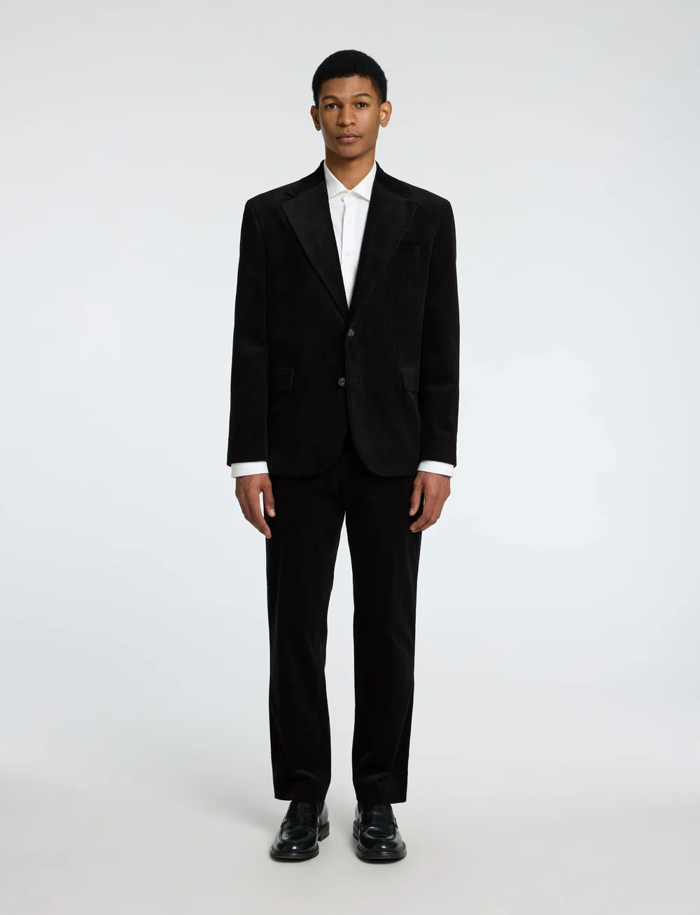 Selected - SLHRLX-BOWIE CORDUROY BLZ EX - single breasted blazers - black - 4