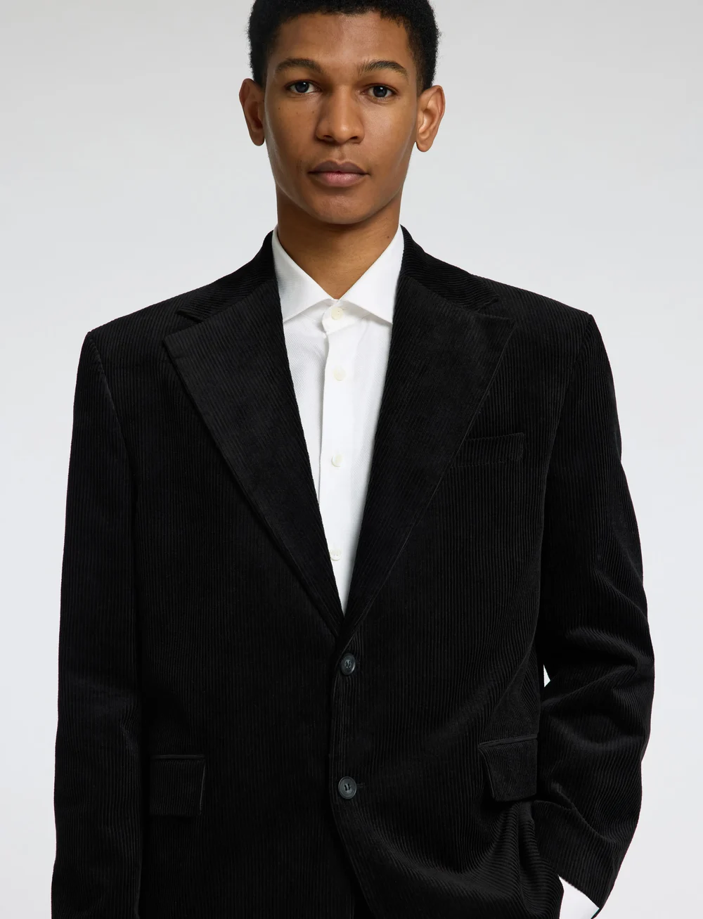 Selected - SLHRLX-BOWIE CORDUROY BLZ EX - single breasted blazers - black - 5