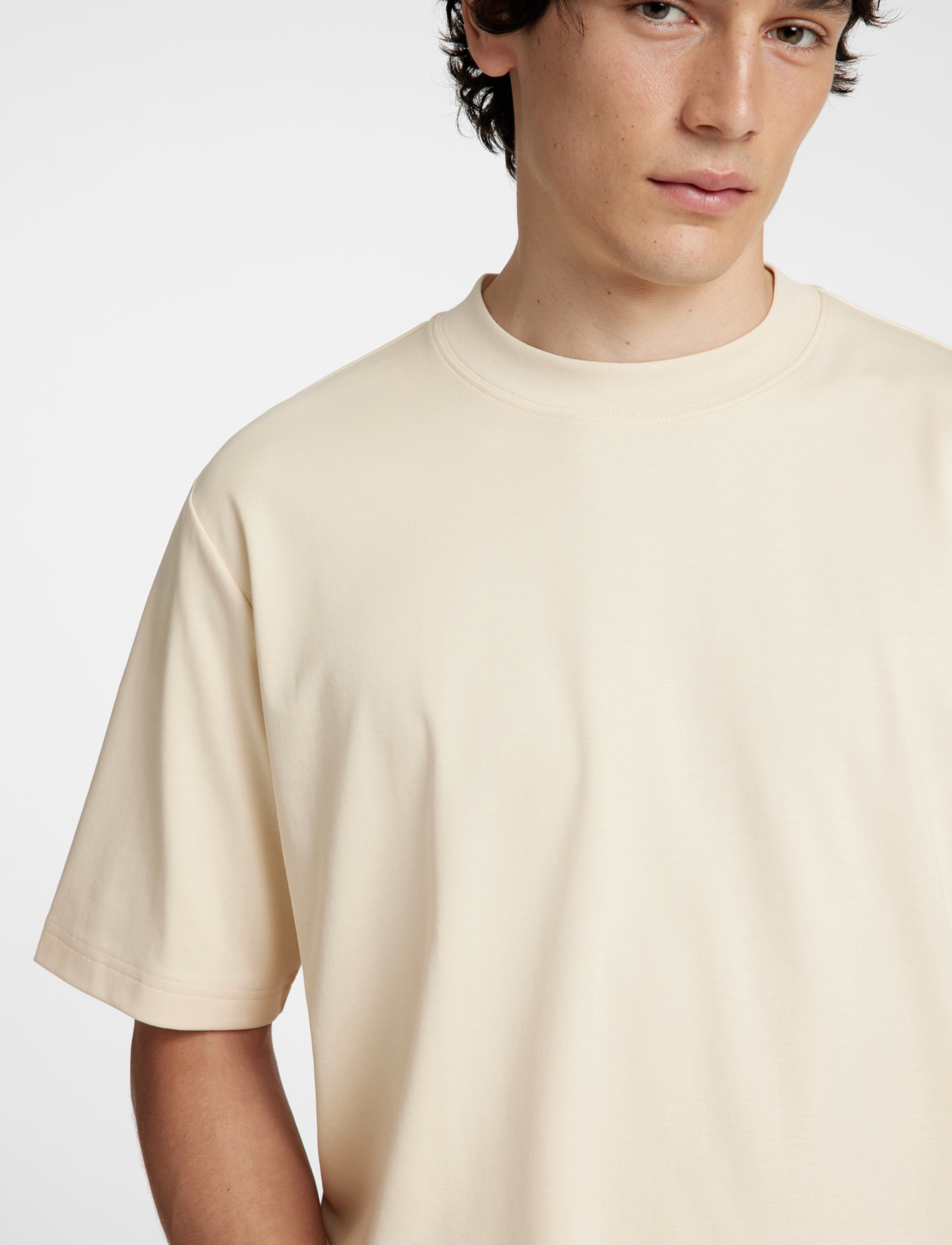 Selected - SLHRELAX-DANI SS INTERLOCK TEE EX - angora - 2