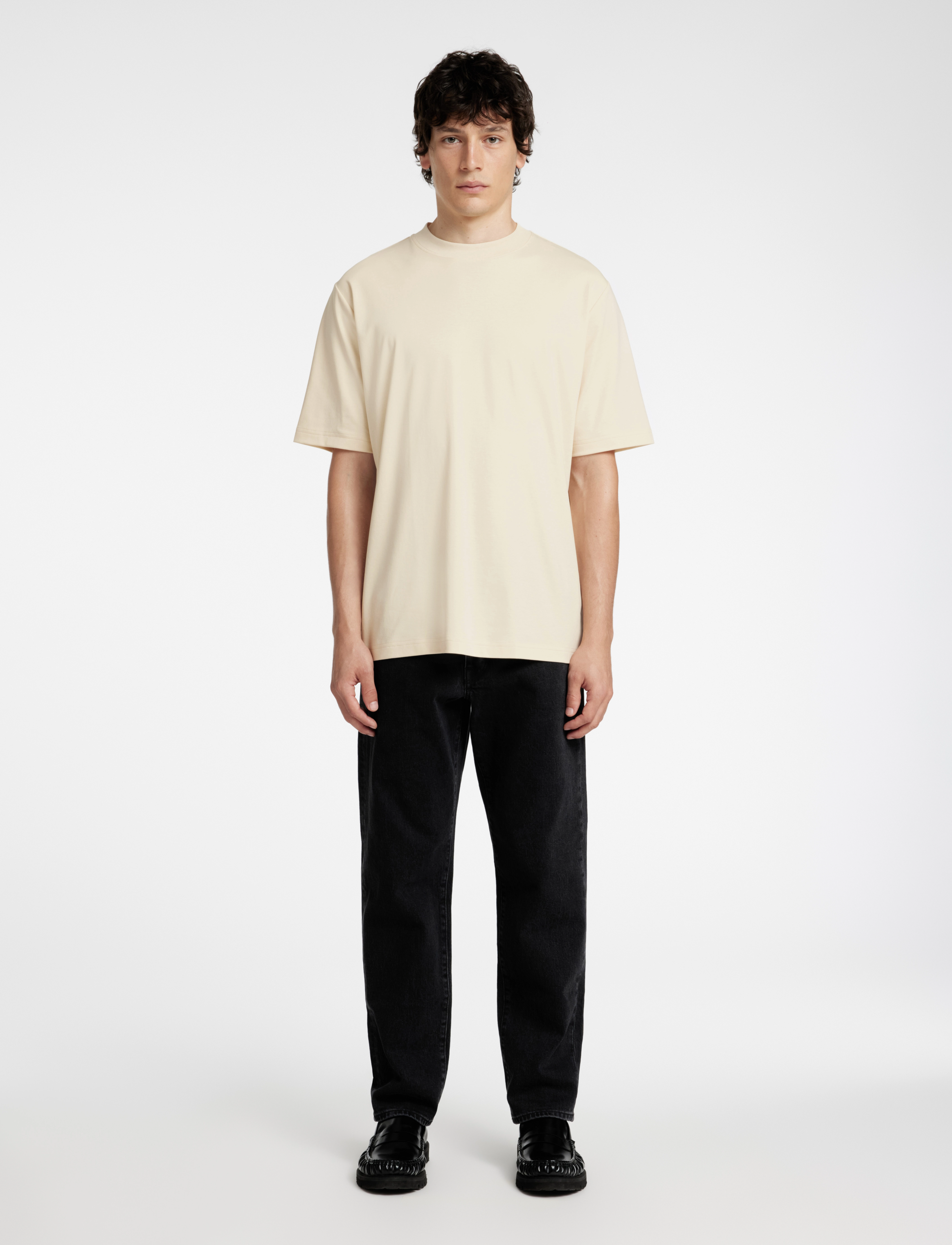Selected - SLHRELAX-DANI SS INTERLOCK TEE EX - angora - 5