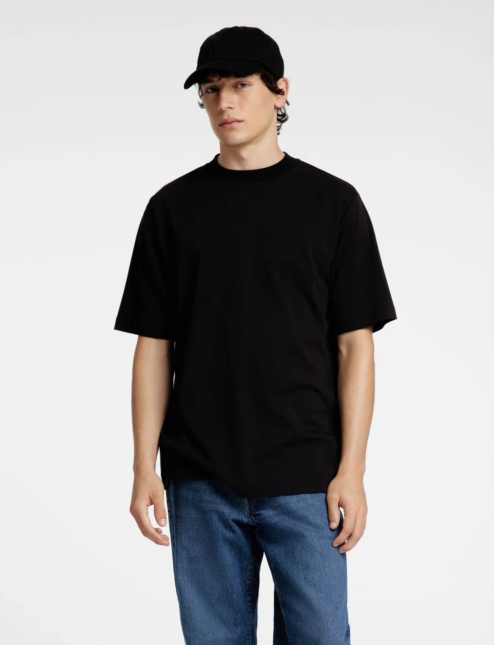 Selected - SLHRELAX-DANI SS INTERLOCK TEE EX - kortärmade t-shirts - black - 0