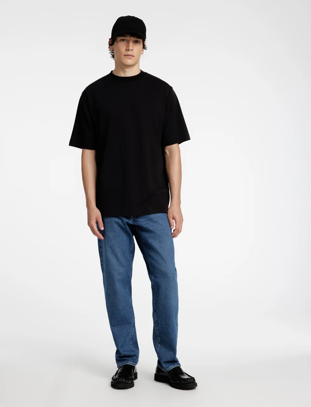 Selected - SLHRELAX-DANI SS INTERLOCK TEE EX - kortärmade t-shirts - black - 4