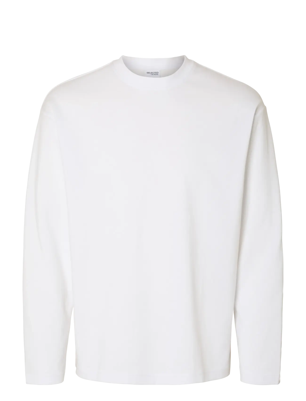 Selected SLHLOOSEOSCAR LS O-NECK TEE NOOS - T-shirts - BRIGHT WHITE / white