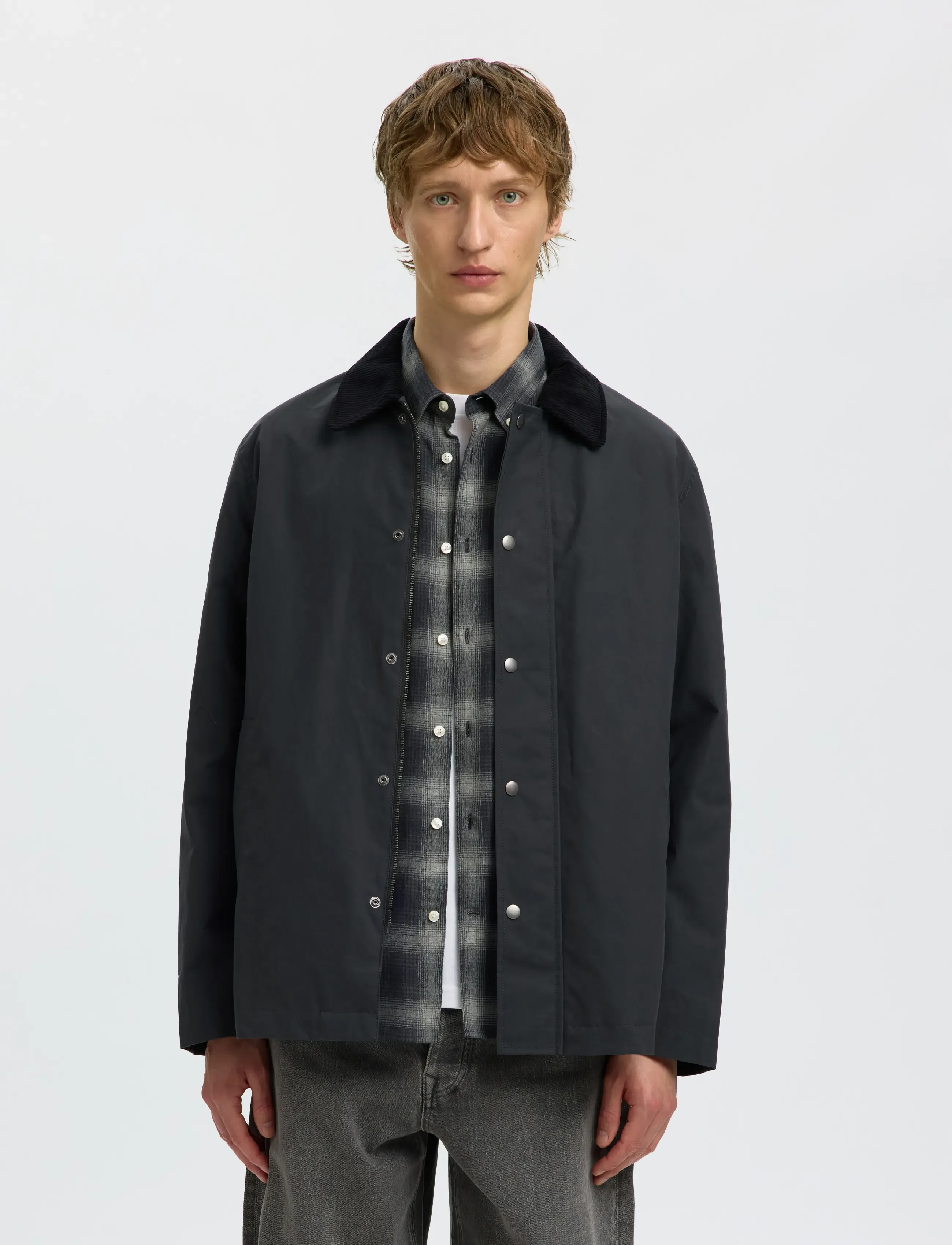 Selected SLMWALTER WAXED COTTON 2.0 JKT NOOS - Overtøj - DARK SHADOW / grey