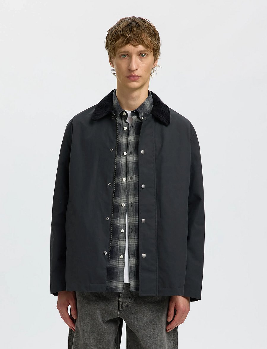 Selected - SLMWALTER WAXED COTTON 2.0 JKT NOOS - forårsjakker - dark shadow - 0