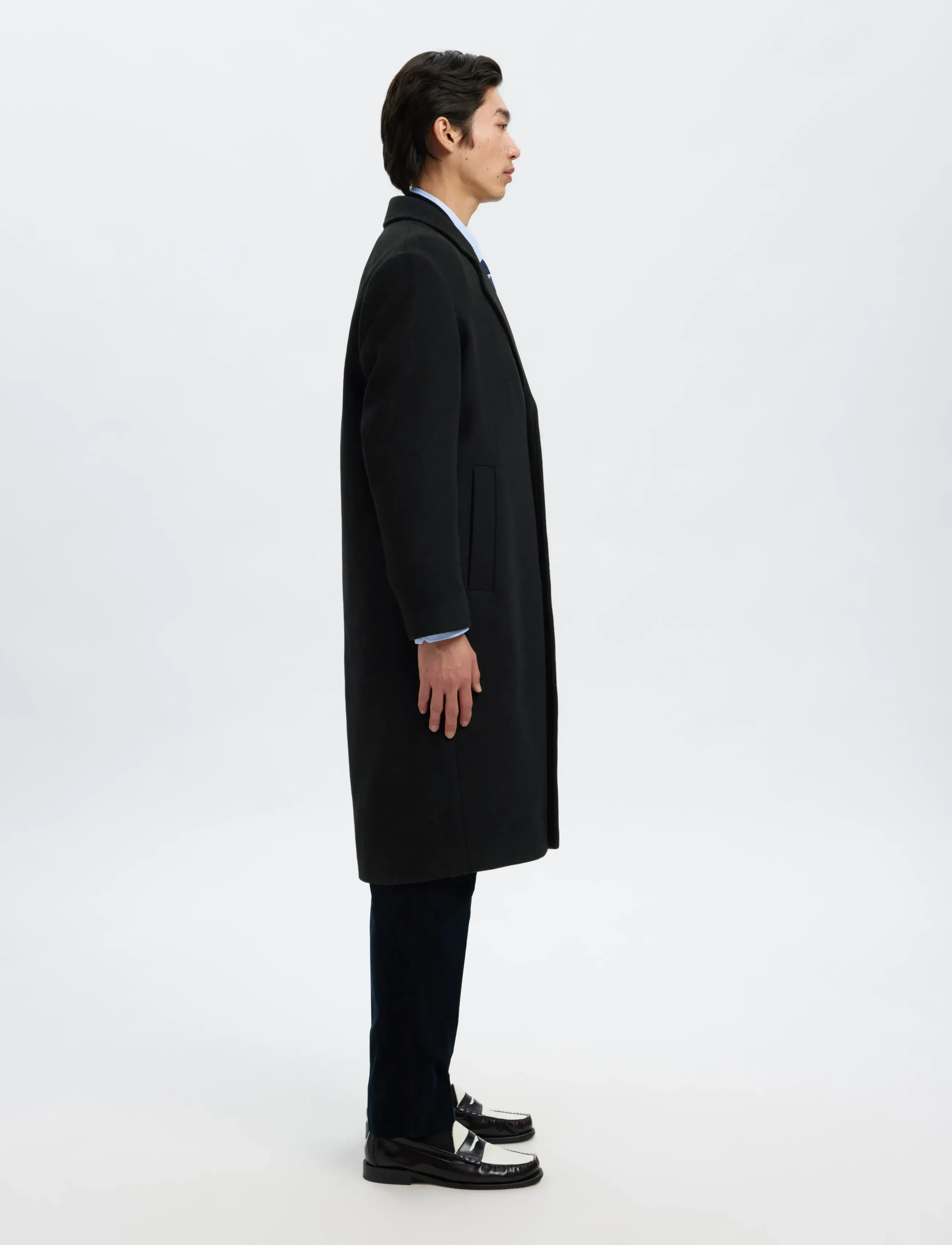 Selected - SLHMILOS WOOL BLEND RELAXED COAT #S - manteaux de laine - black - 4