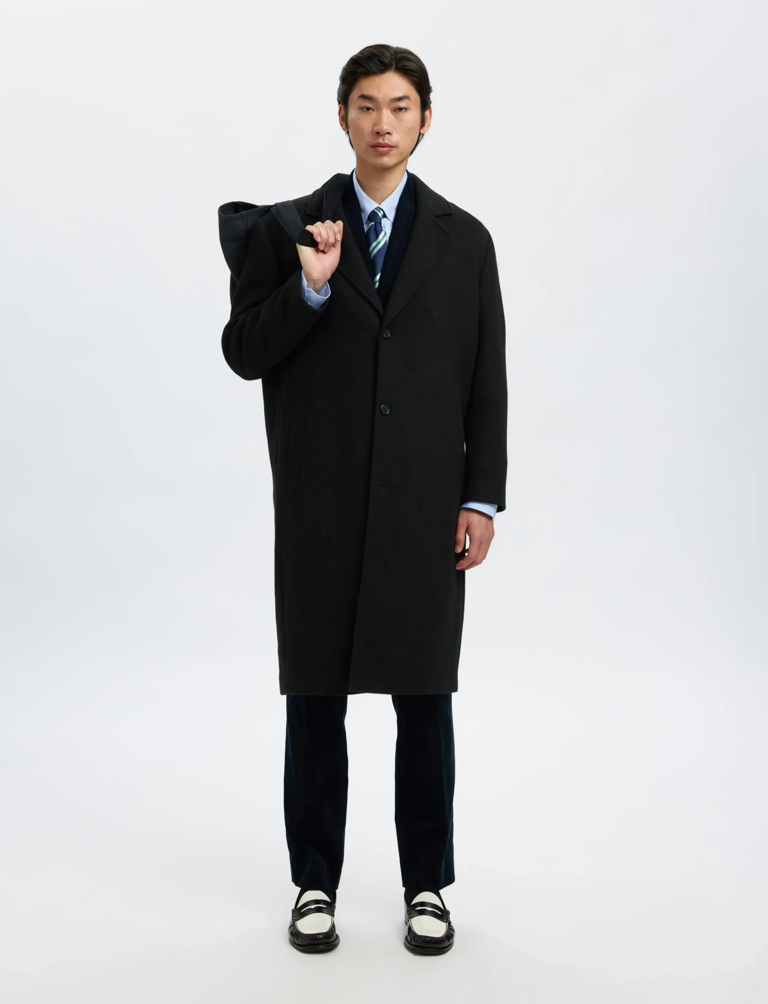 Selected - SLHMILOS WOOL BLEND RELAXED COAT #S - manteaux de laine - black - 5