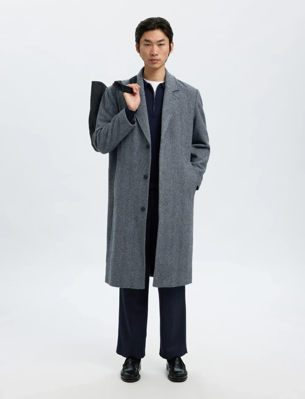 Selected - SLHMILOS WOOL BLEND RELAXED COAT #S - vinterjakker - dark grey - 3