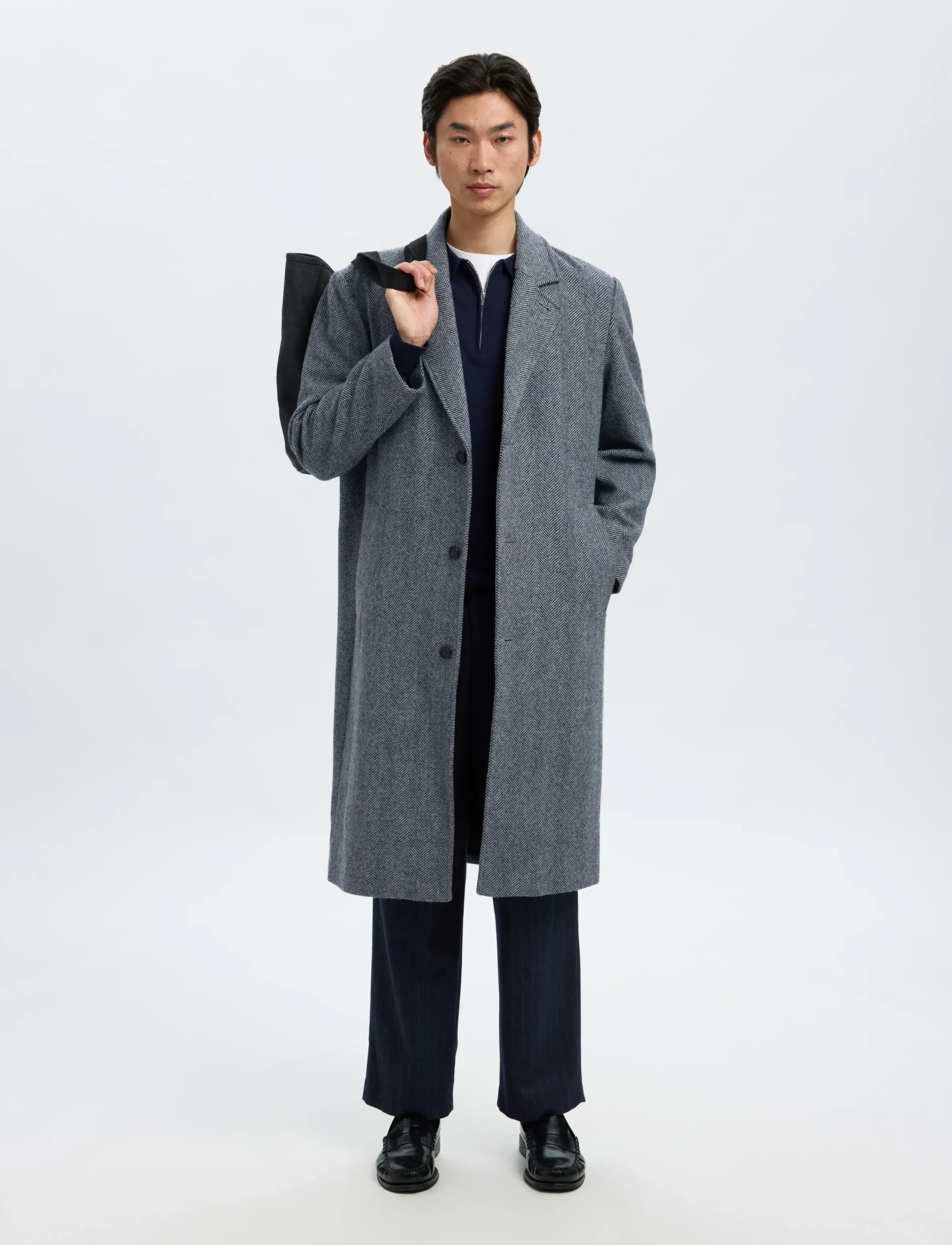 Selected - SLHMILOS WOOL BLEND RELAXED COAT #S - ullrockar - dark grey - 3