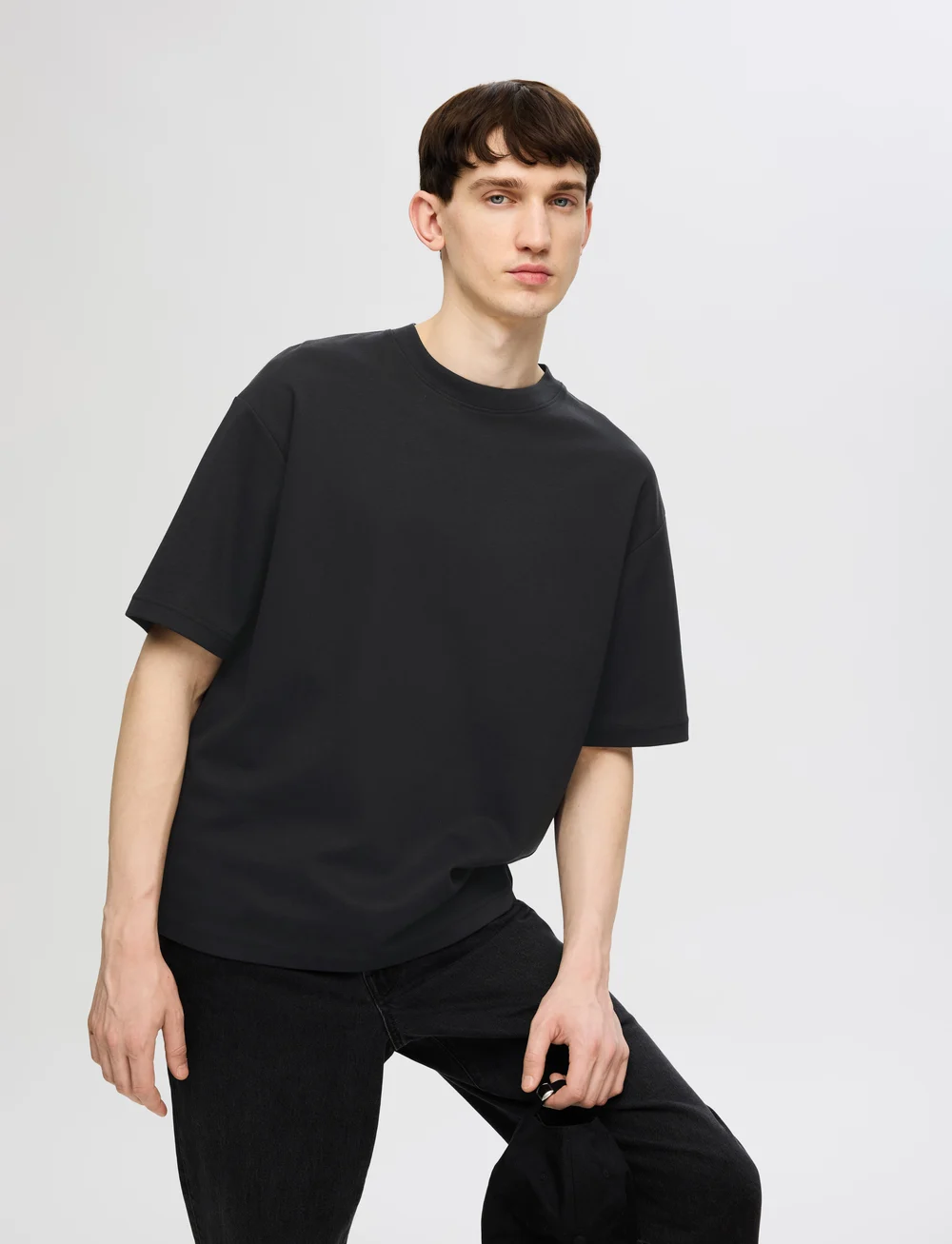 Selected - SLHLOOSEOSCAR SS O-NECK TEE 3 PACK - kortermede t-skjorter - black - 3