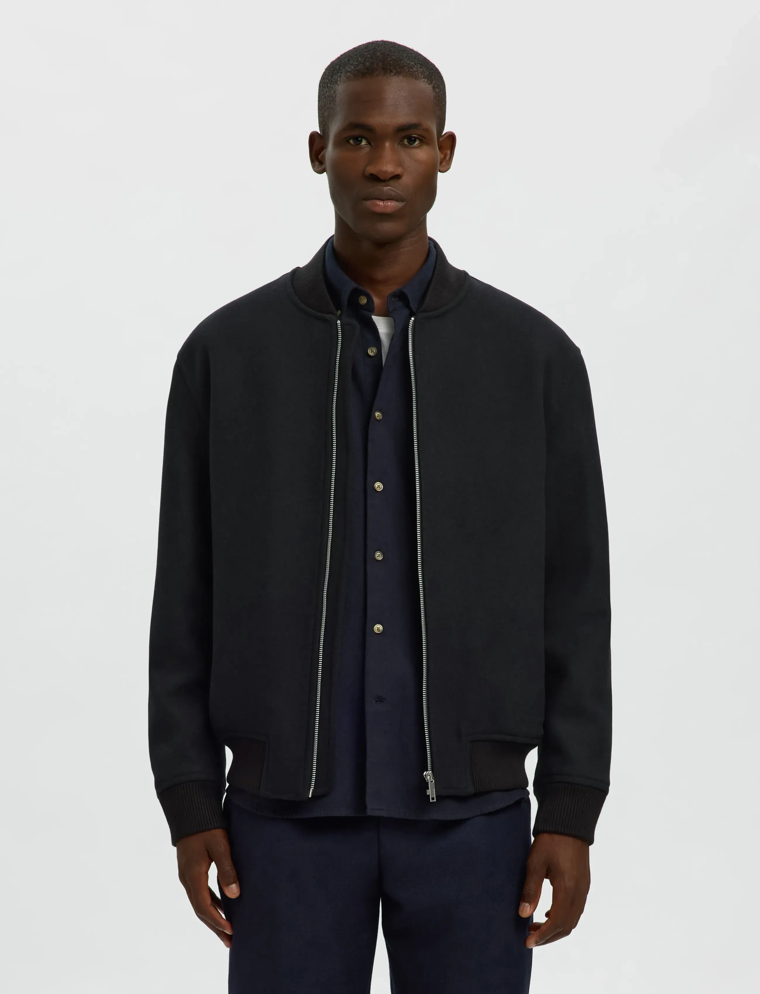 Selected Slhjens Wool Blend Bomber, XL, Jackets, Schwarz - Bomber Männerswear