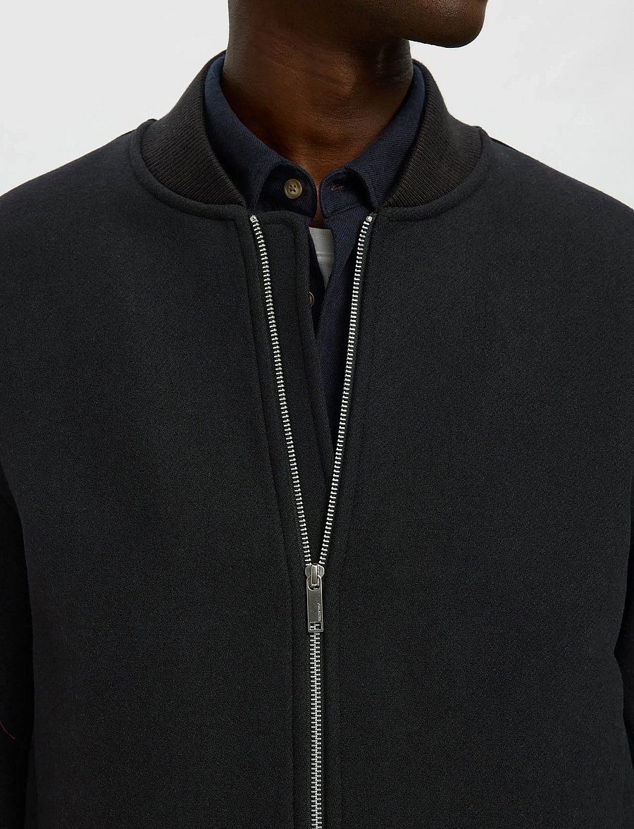Selected - SLHJENS WOOL BLEND BOMBER - lentejassen - black - 3