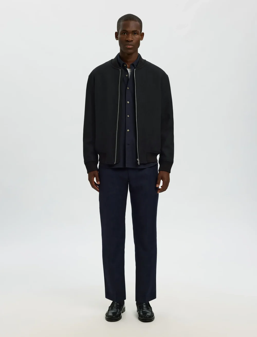 Selected - SLHJENS WOOL BLEND BOMBER - höstjackor - black - 4