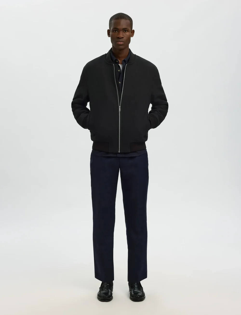 Selected - SLHJENS WOOL BLEND BOMBER - höstjackor - black - 5