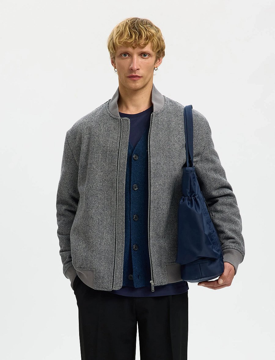 Selected - SLHJENS WOOL BLEND BOMBER - frühlingsjacken - dark grey - 0