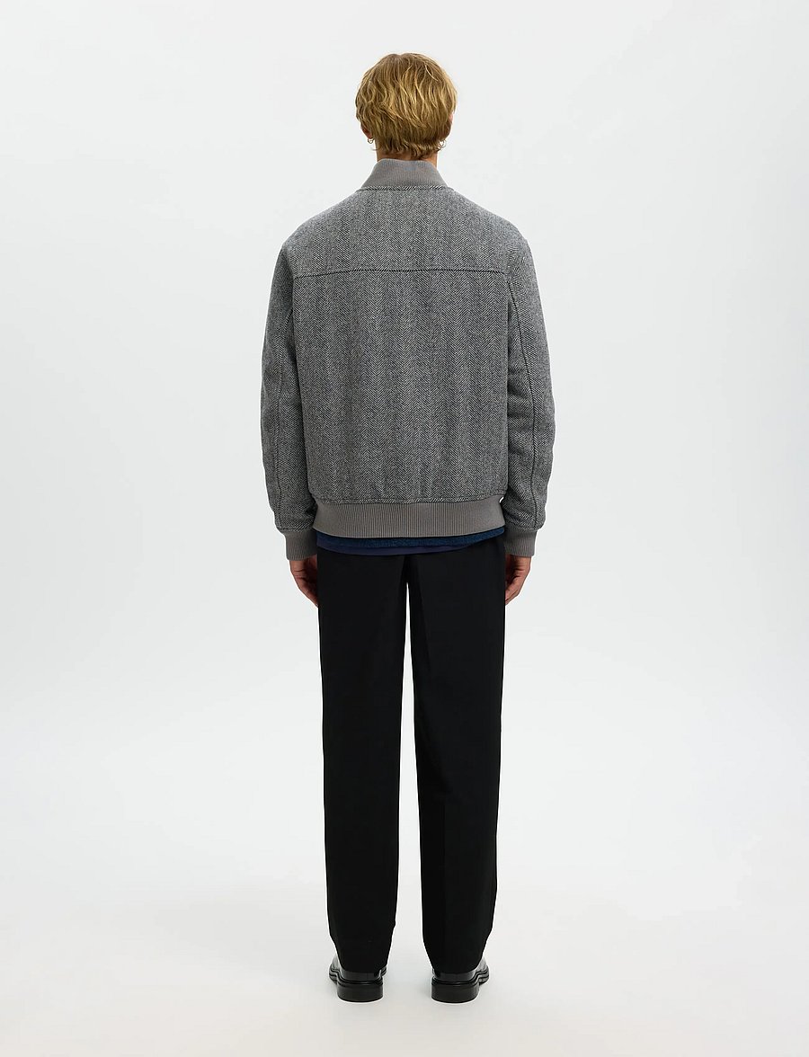 Selected - SLHJENS WOOL BLEND BOMBER - frühlingsjacken - dark grey - 3