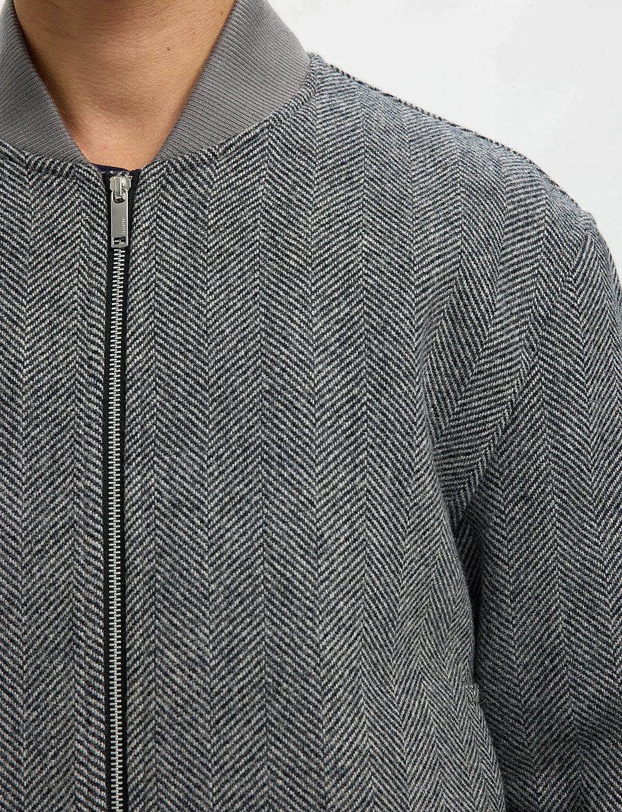 Selected - SLHJENS WOOL BLEND BOMBER - frühlingsjacken - dark grey - 4