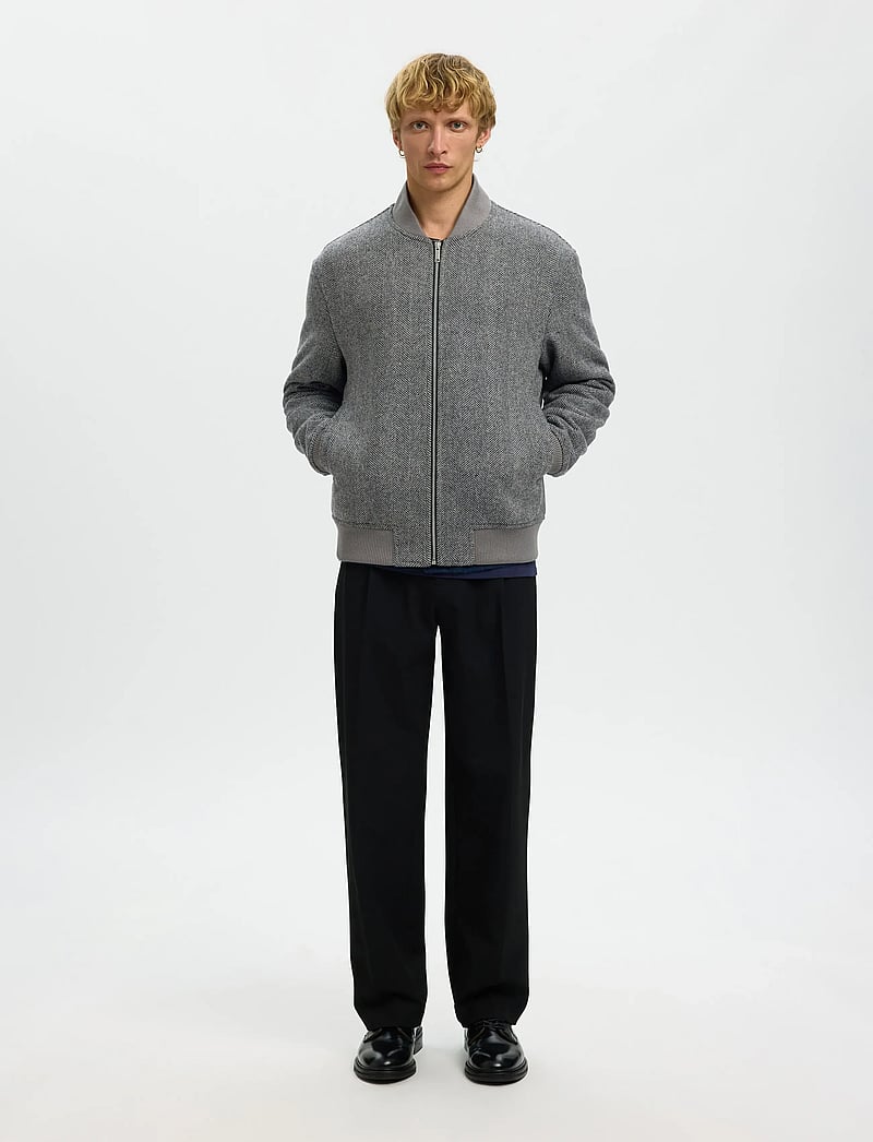 Selected - SLHJENS WOOL BLEND BOMBER - efterårsjakker - dark grey - 5