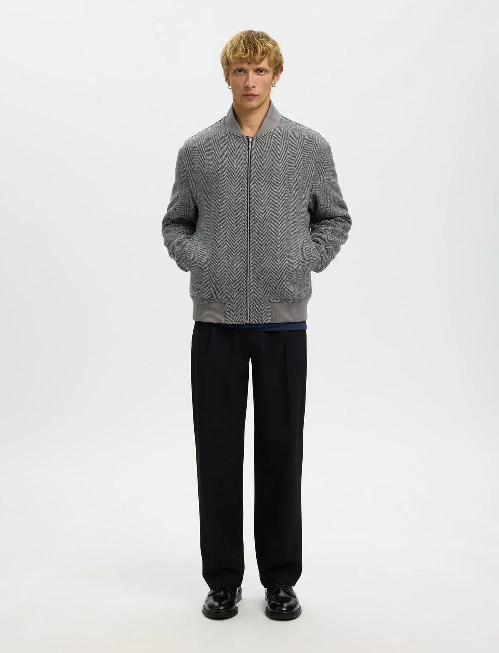 Selected - SLHJENS WOOL BLEND BOMBER - höstjackor - dark grey - 5