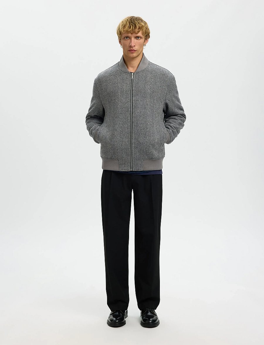 Selected - SLHJENS WOOL BLEND BOMBER - frühlingsjacken - dark grey - 5