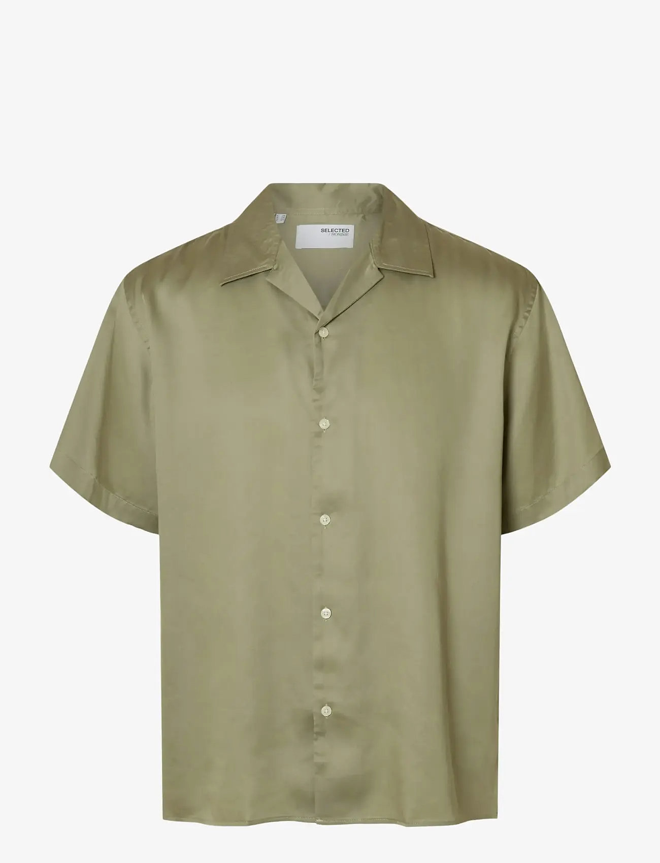 Selected - SLHRLXCHARLIE SATIN SS SHIRT RESORT - kortærmede skjorter - vetiver - 1