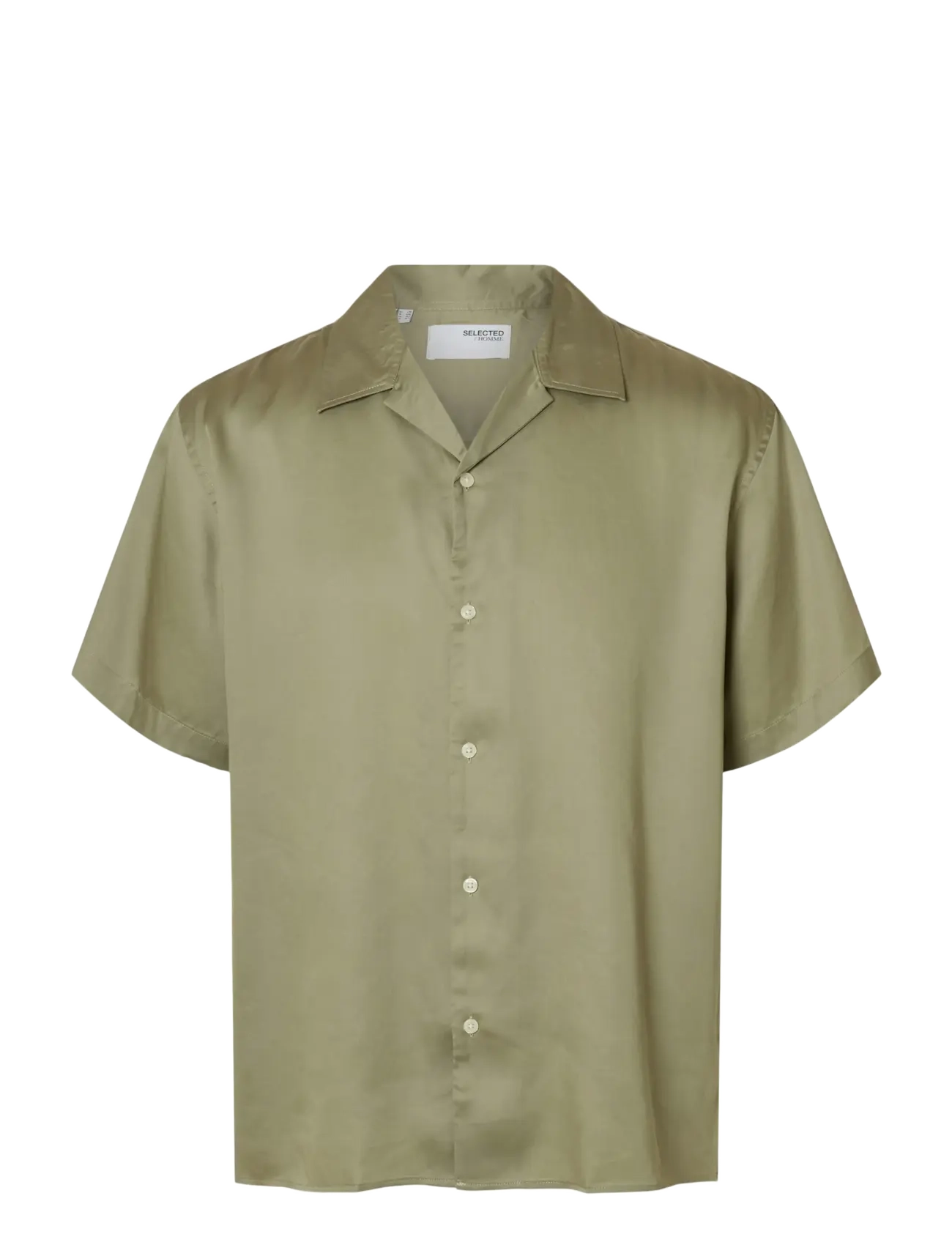 Selected SLHRLXCHARLIE SATIN SS SHIRT RESORT - Skjorter - VETIVER / green