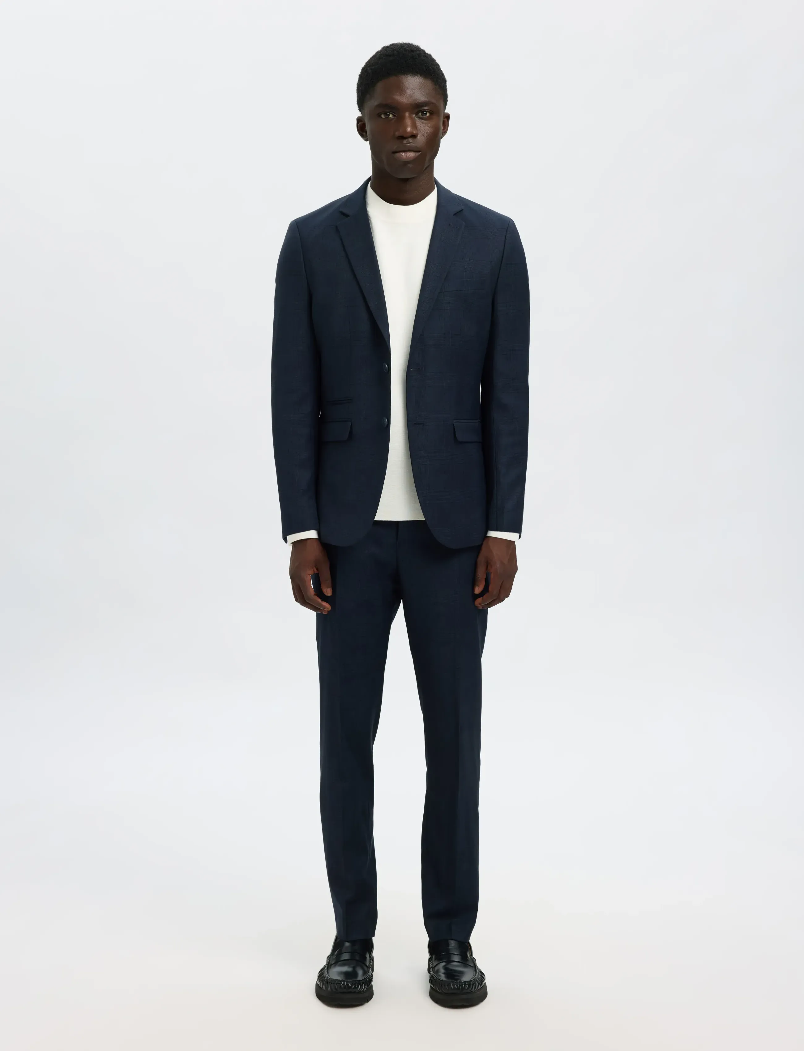 Selected - SLHSLIM-NEIL CHK TRS B - anzugshosen - dark navy - 3