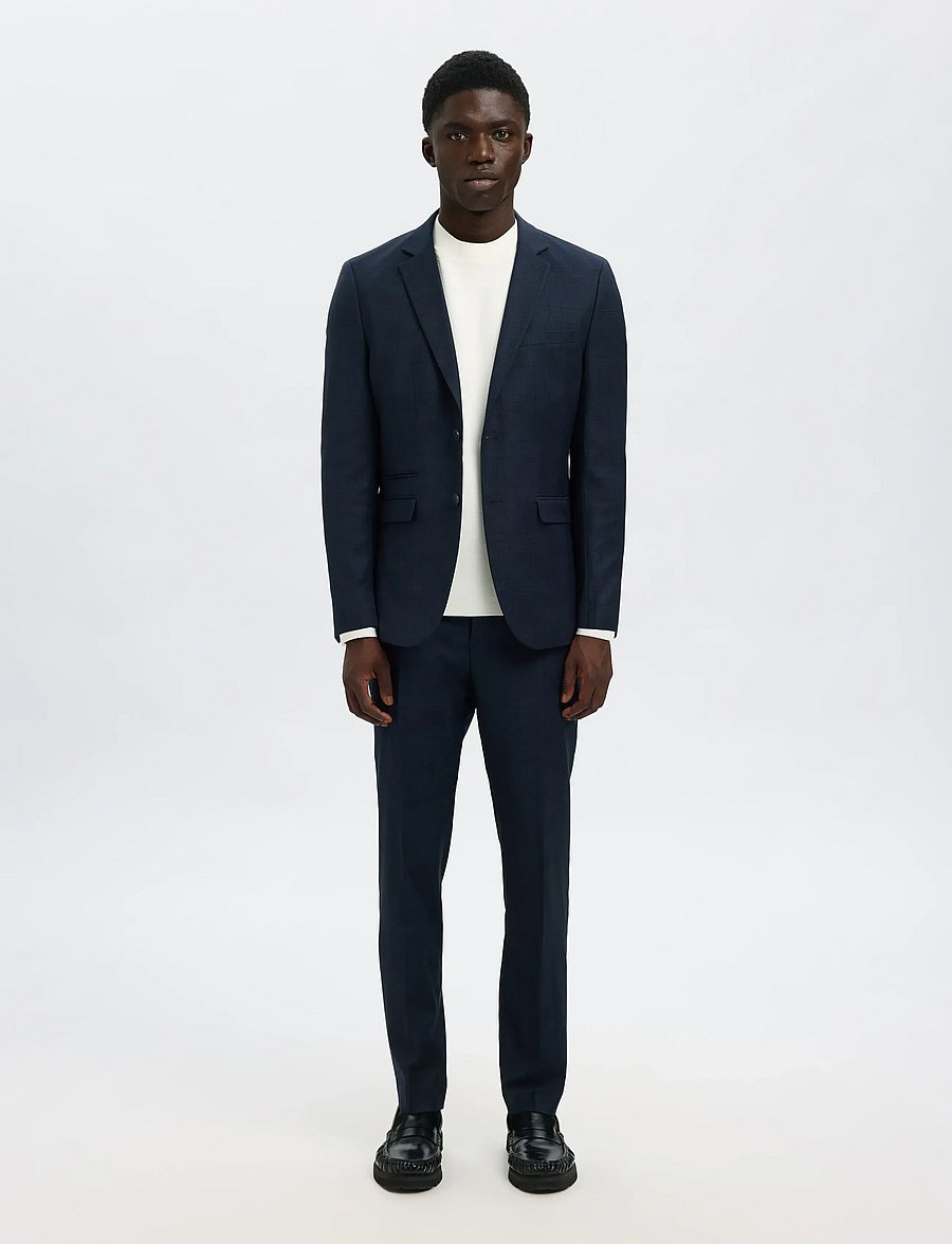 Selected - SLHSLIM-NEIL CHK TRS B - anzugshosen - dark navy - 3