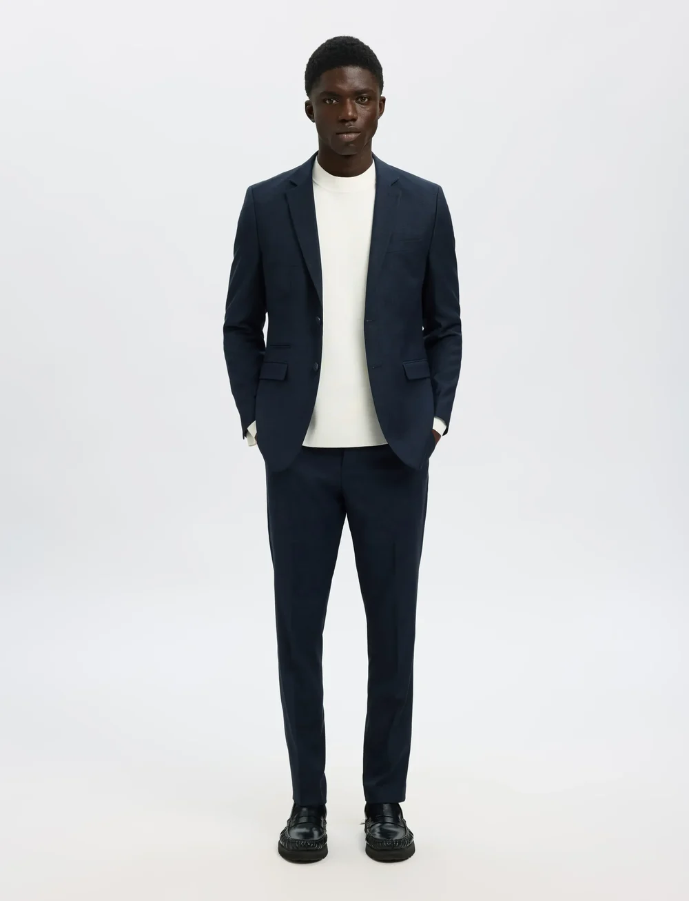 Selected - SLHSLIM-NEIL CHK TRS B - od garnituru - dark navy - 4