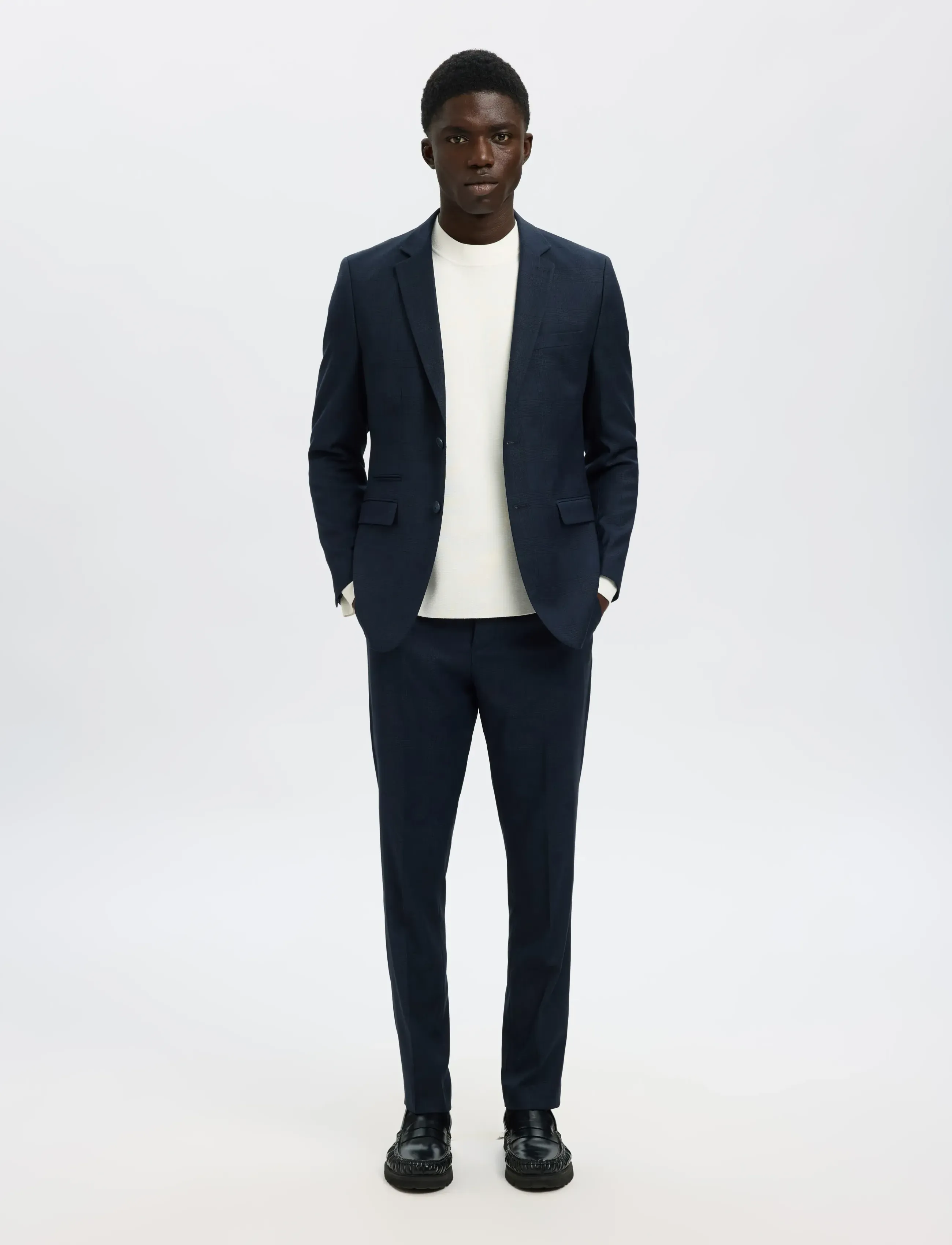 Selected - SLHSLIM-NEIL CHK TRS B - anzugshosen - dark navy - 4