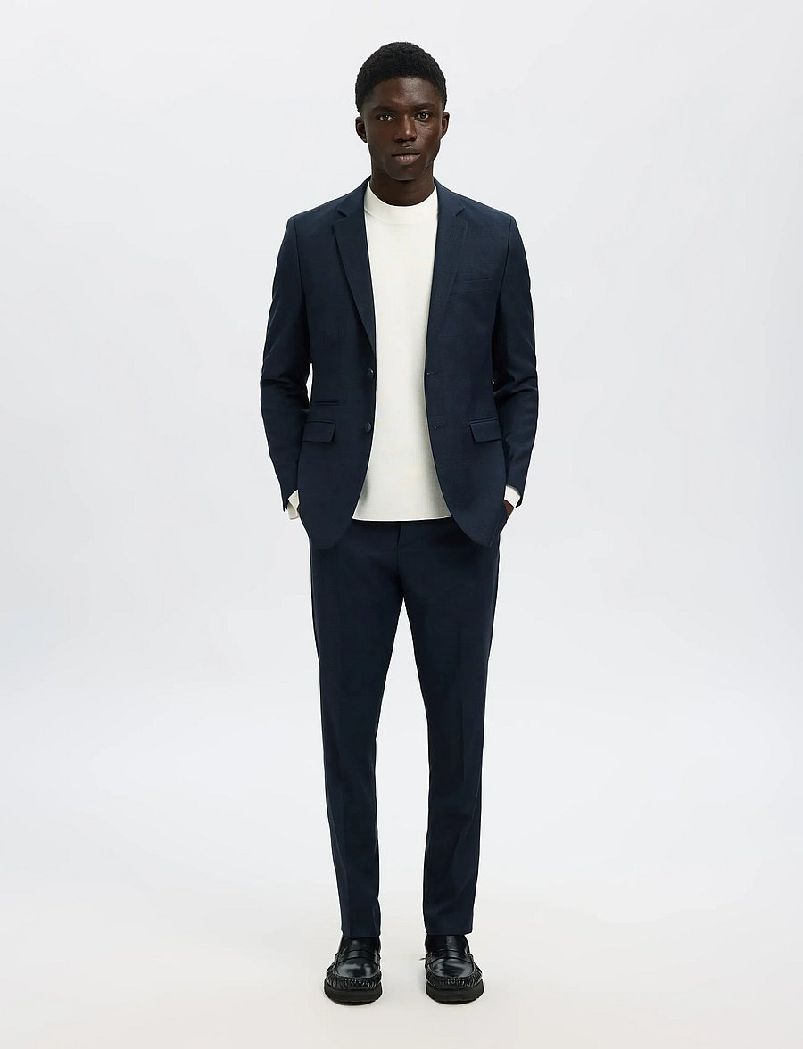 Selected - SLHSLIM-NEIL CHK TRS B - anzugshosen - dark navy - 4