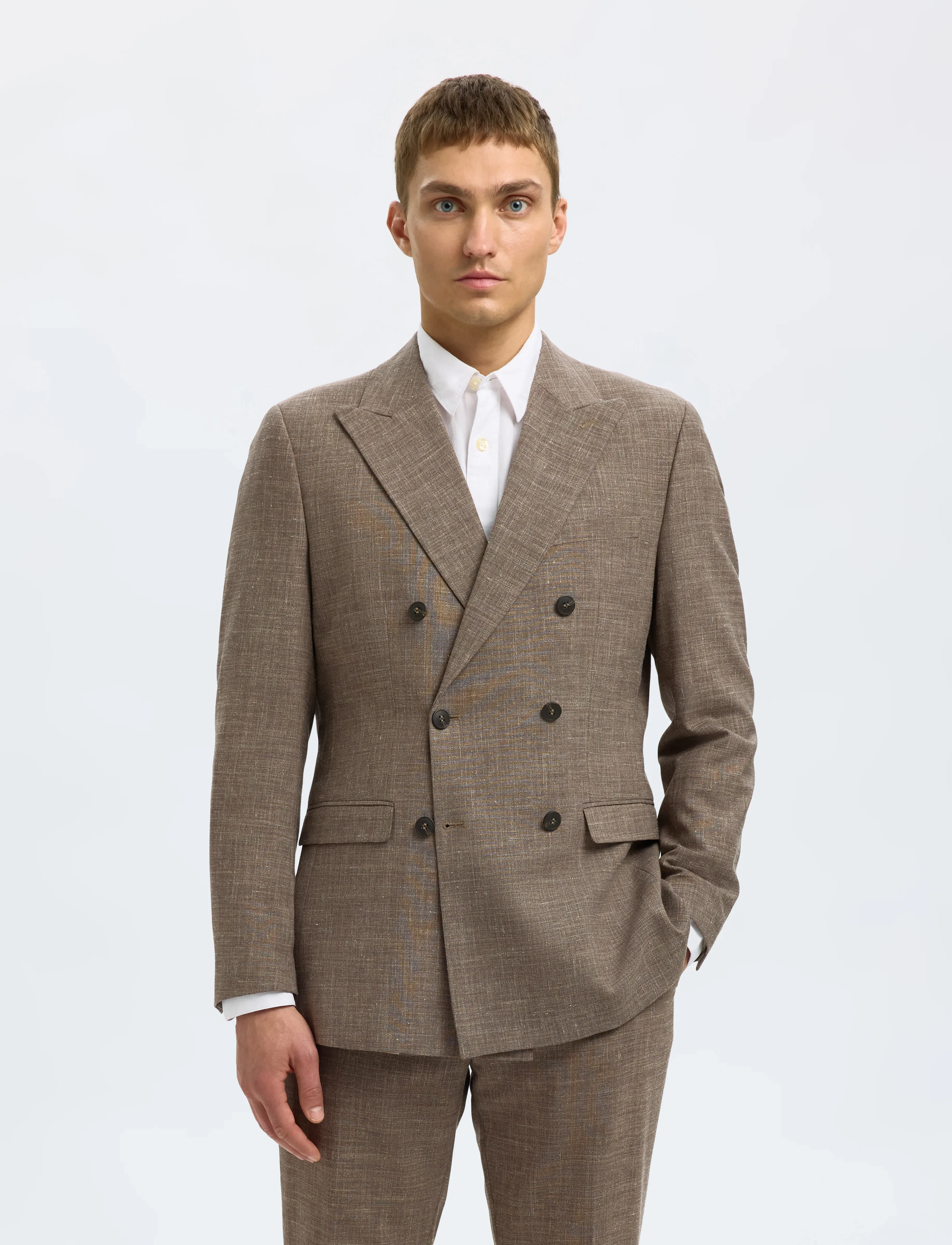 Selected - SLHSLIM-OASIS SUN DB BLZ - dobbeltradede blazere - dark sand melange - 5