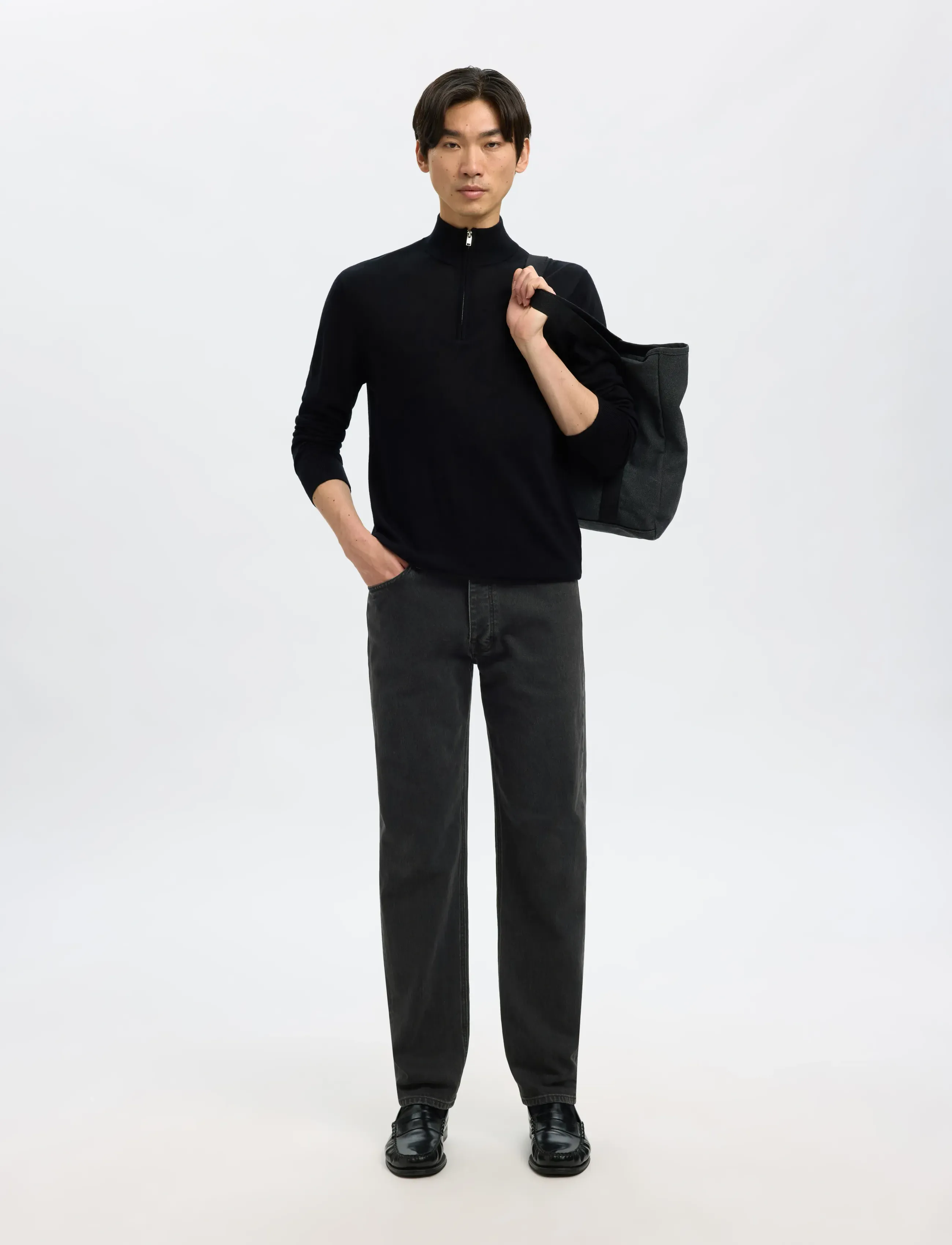 Selected - SLM196-STRAIGHT BEN KORI JEANS NOOS - regular jeans - black denim - 4
