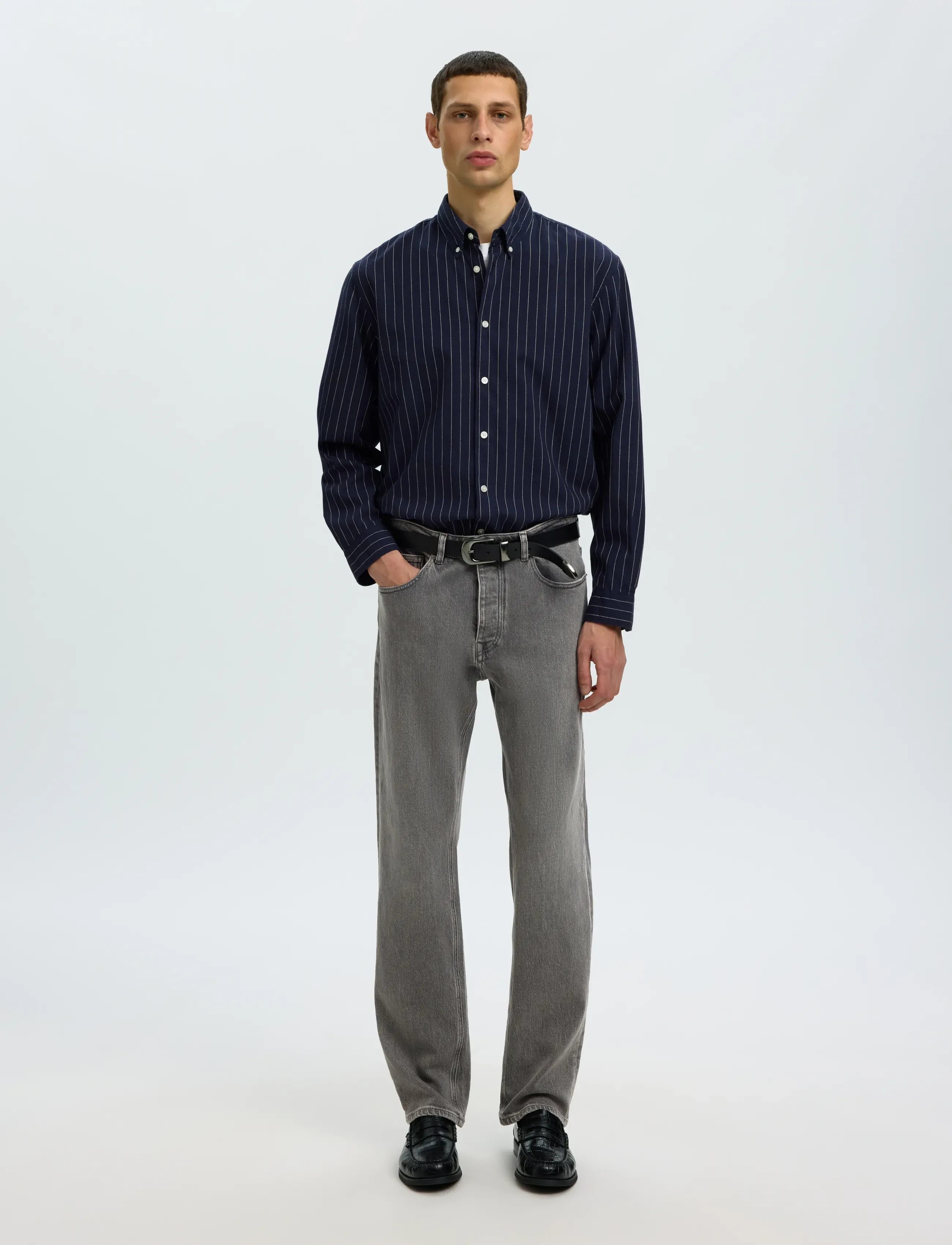 Selected - SLM196-STRAIGHT BEN KORI JEANS NOOS - klassikalised teksad - medium grey denim - 3