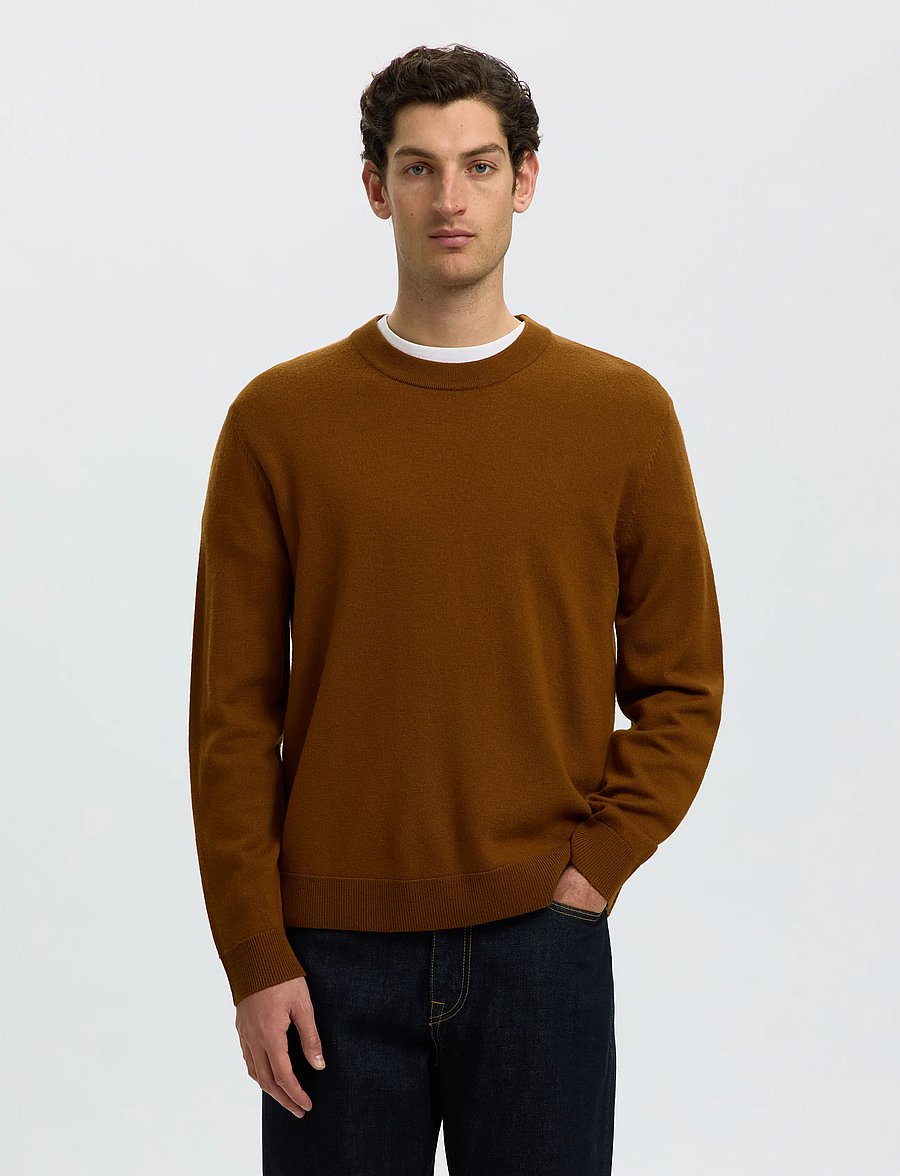 Selected - SLMTRAY MERINO BRUSHED CREW NOOS - rund hals - monks robe - 0