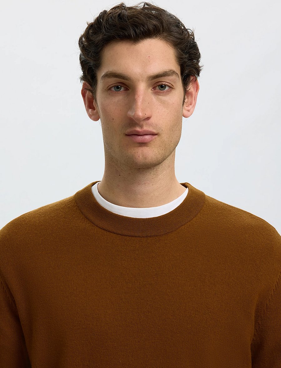 Selected - SLMTRAY MERINO BRUSHED CREW NOOS - rund hals - monks robe - 4