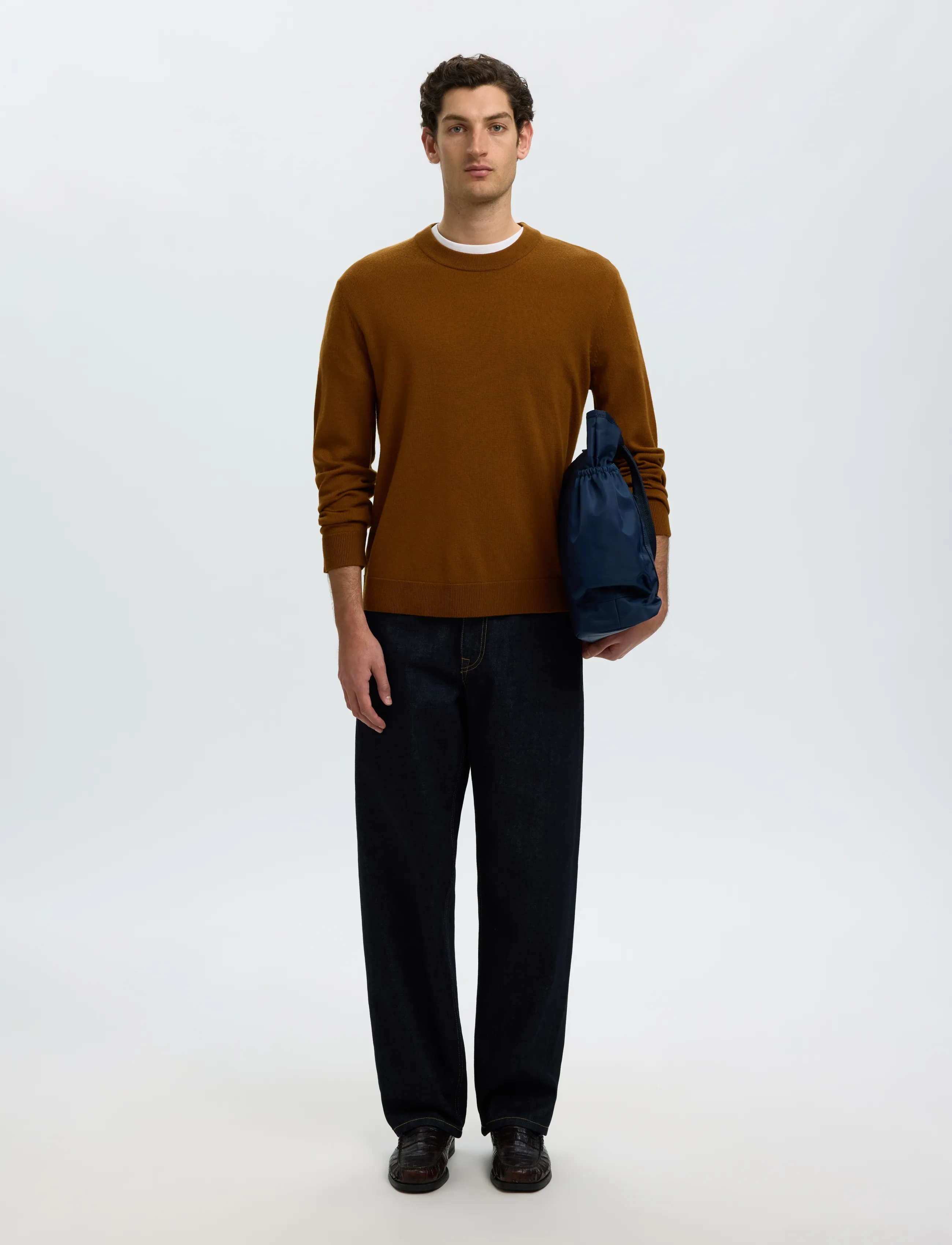Selected - SLMTRAY MERINO BRUSHED CREW NOOS - rund hals - monks robe - 5