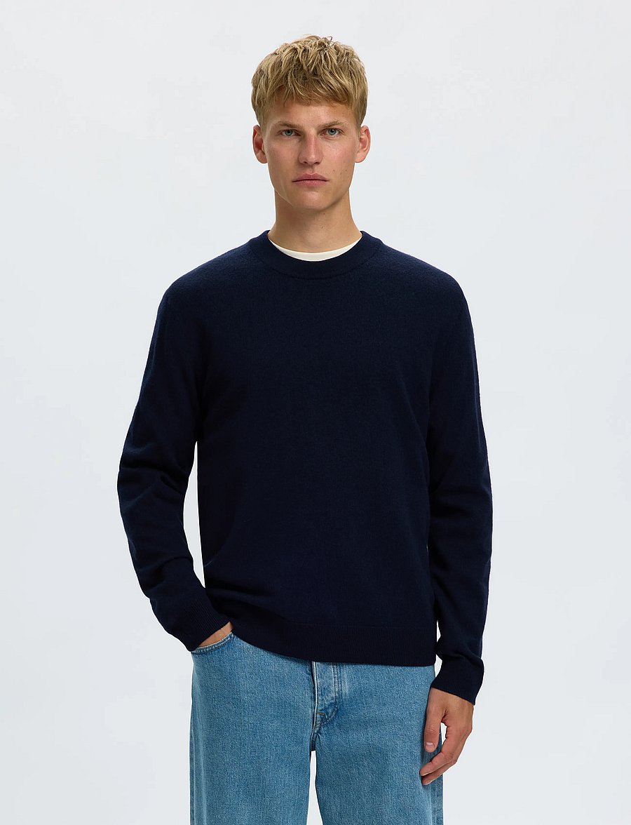 Selected - SLMTRAY MERINO BRUSHED CREW NOOS - navy blazer - 0