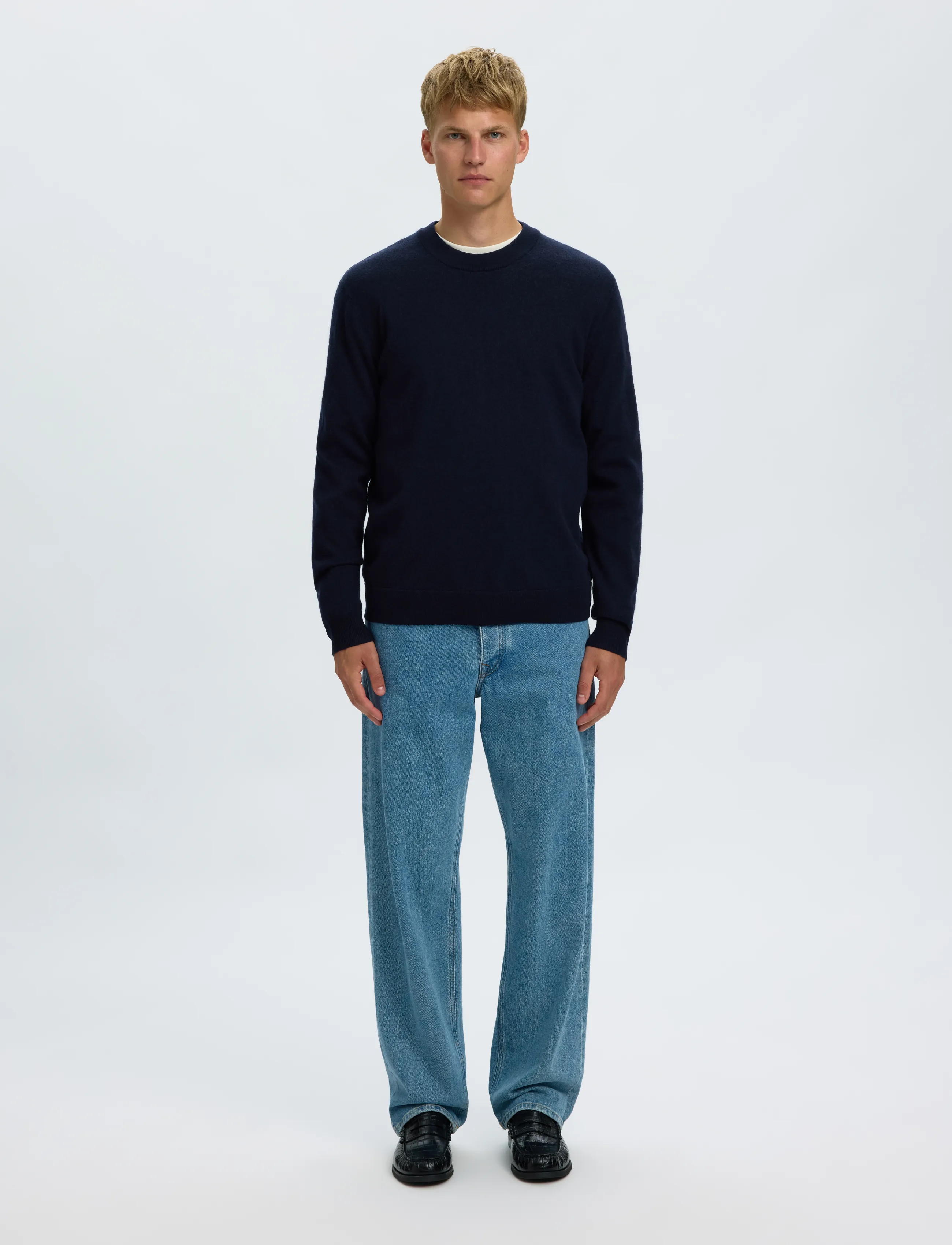 Selected - SLMTRAY MERINO BRUSHED CREW NOOS - navy blazer - 3