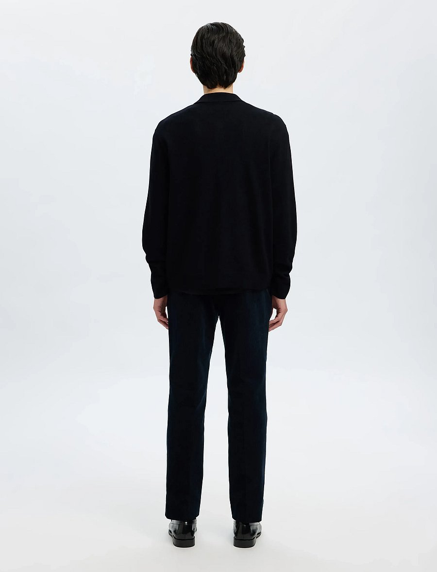 Selected - SLHTRAY MERINO BRUSHED RELAXED ZIP POLO - halfzip strik - black - 2